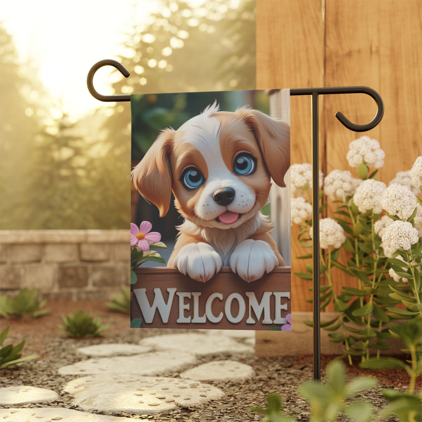 Cute Puppy Welcome Garden Flag