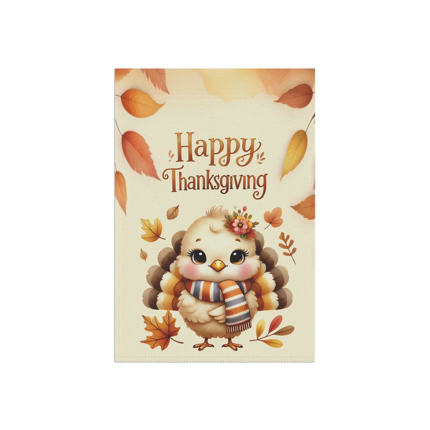 Cute Baby Turkey with Scarf Fall Thanksgiving Garden Flag
