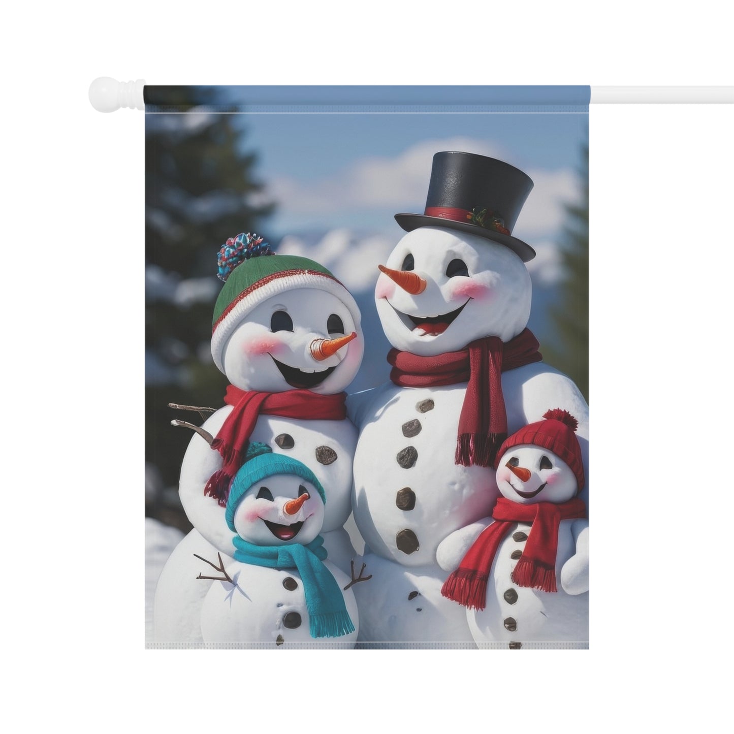 Happy Snowman Family Garden Flag/ Banner