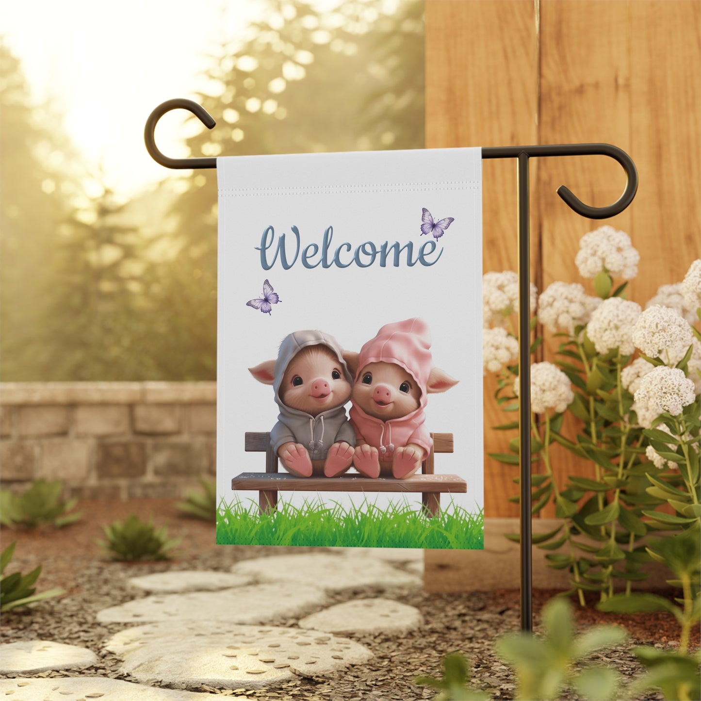 Sweet Little Piglets Welcome Garden Flag