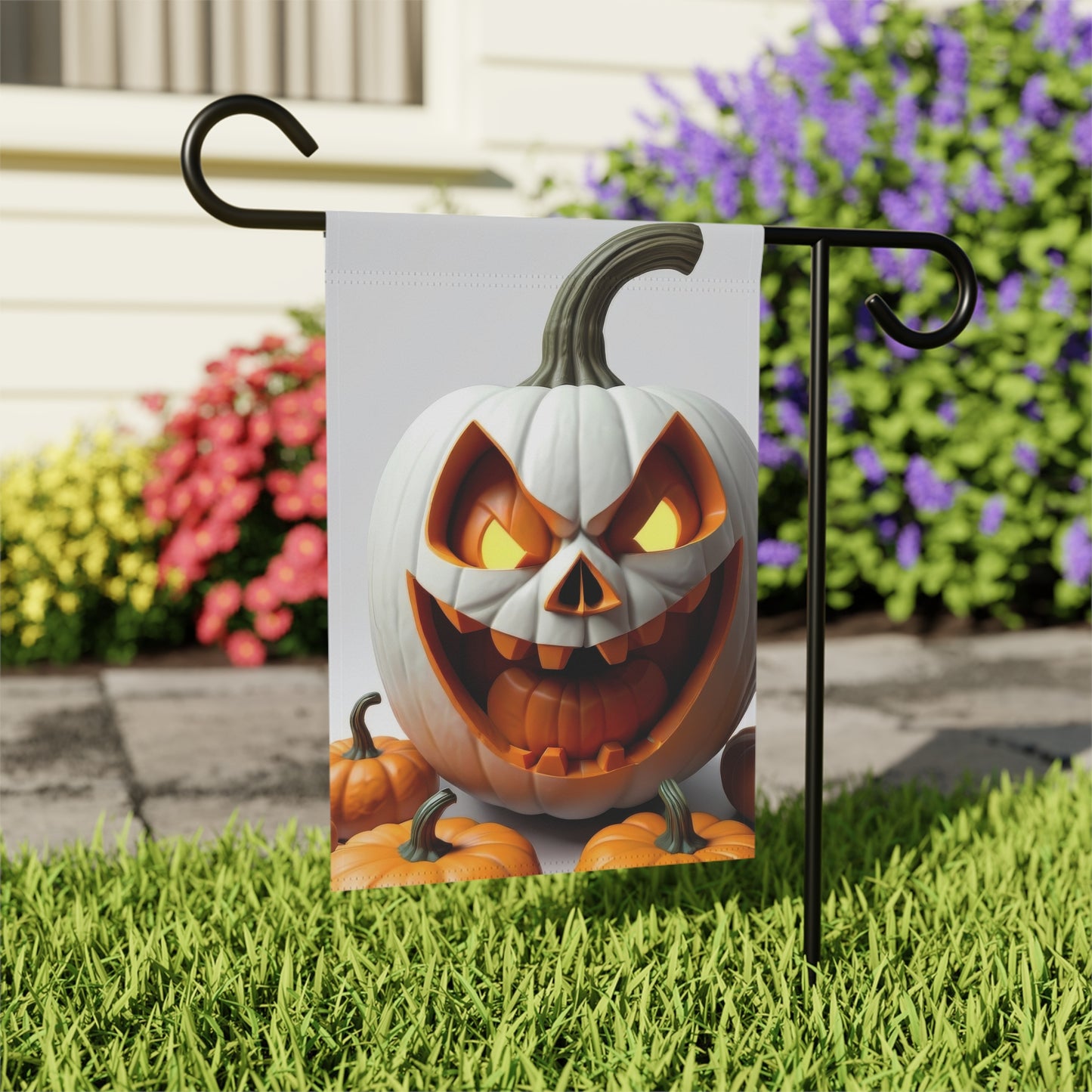 Spooky White Pumpkin Halloween Garden Flag