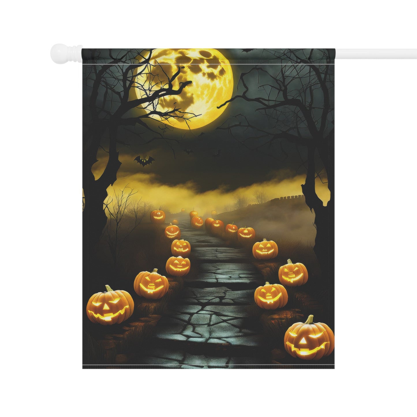 Misty Jack-O'-Lantern Path Halloween Garden Flag / House Banner