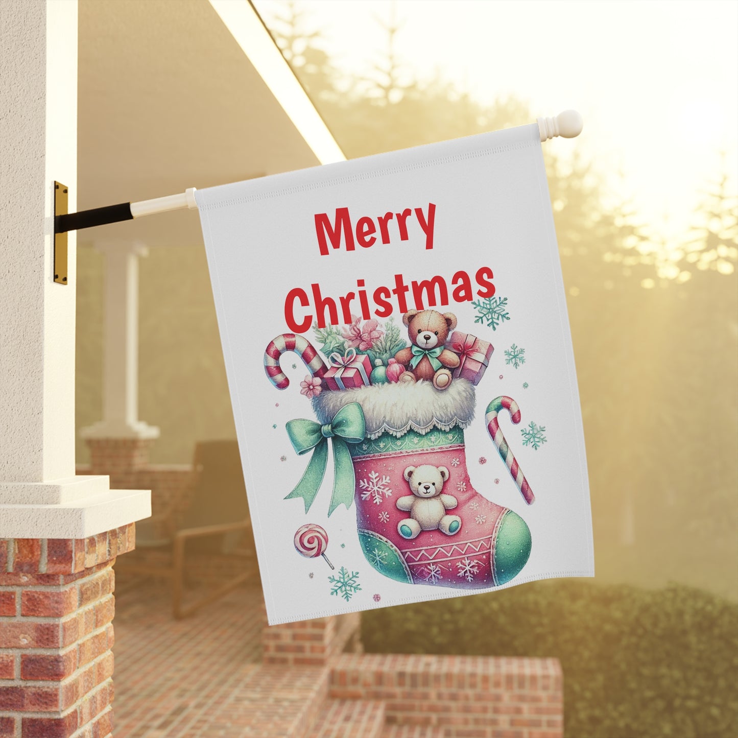 Colorful Christmas Stocking Garden Flag