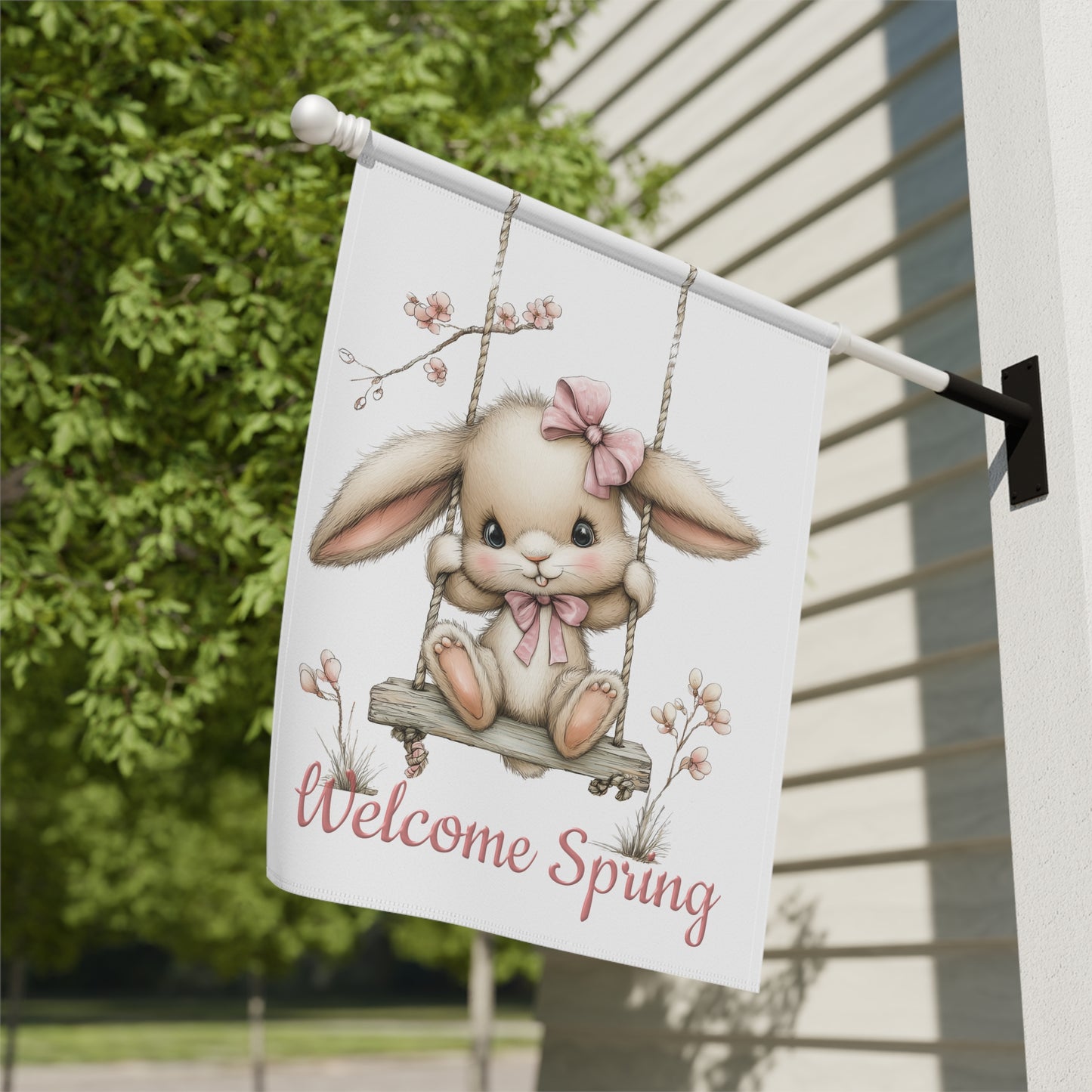 Cute Bunny Welcome Spring Flag
