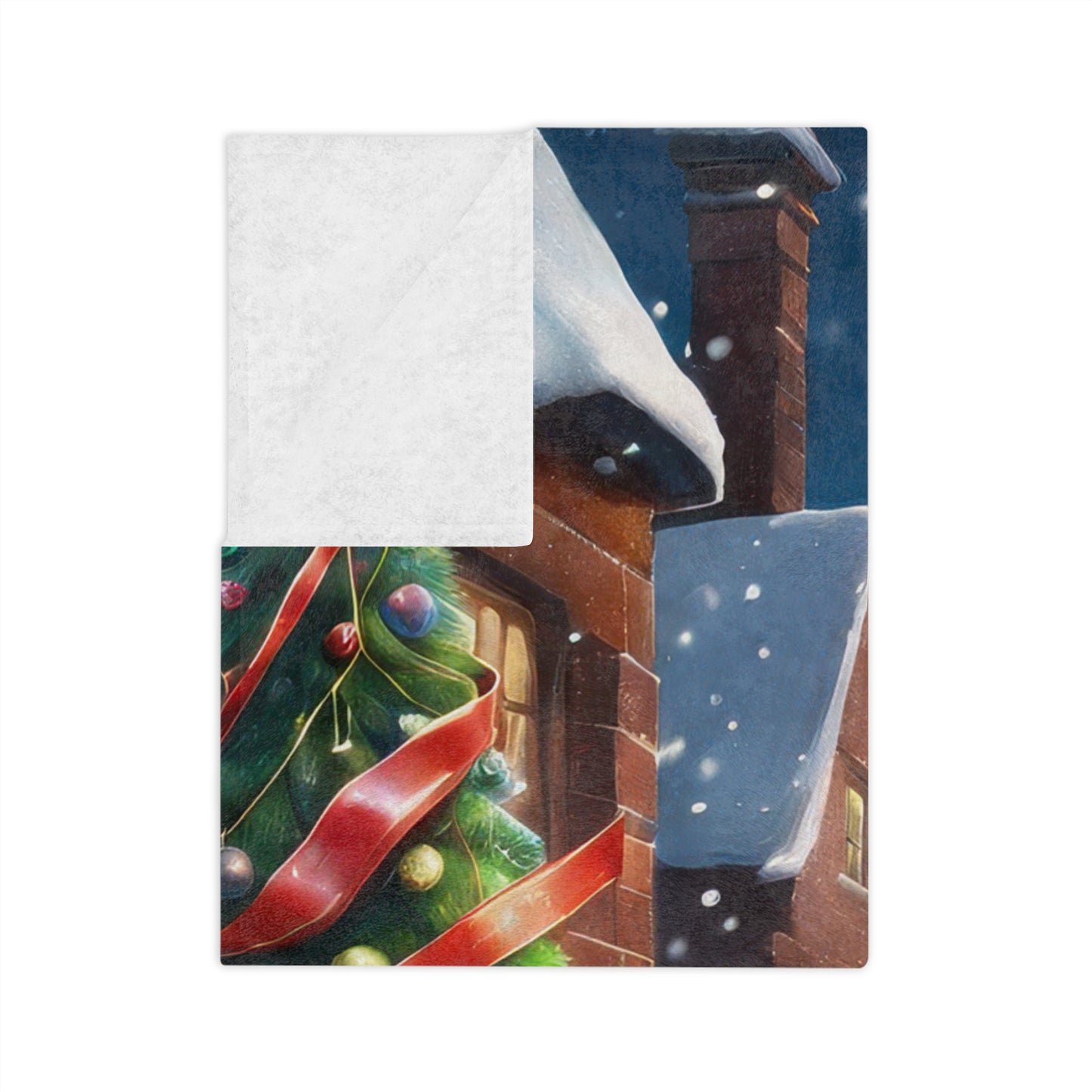 Snowy Village Velveteen Plush Blanket