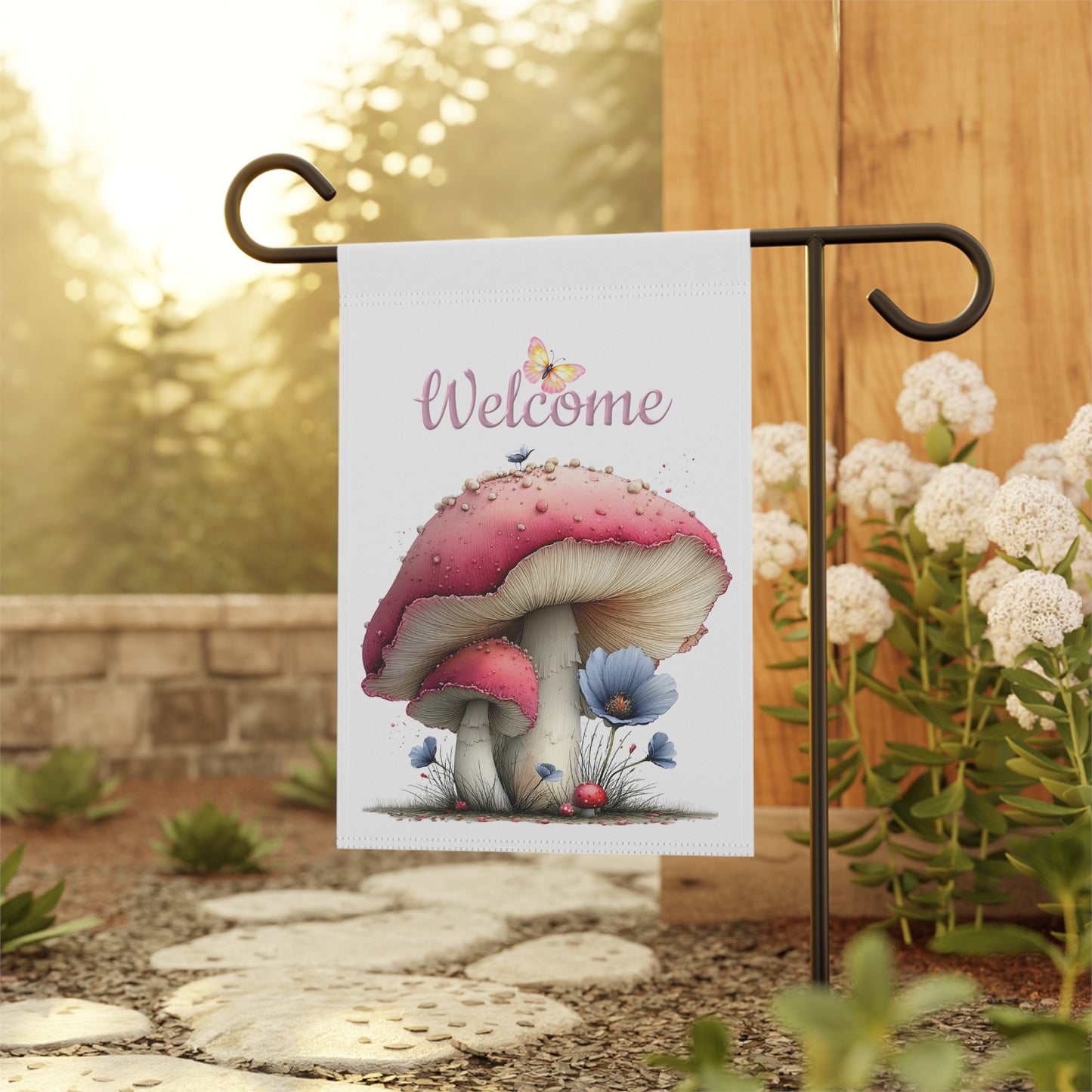 Colorful Mushroom Welcome Garden Flag