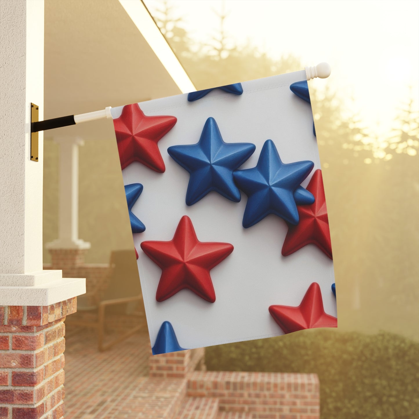 Red and Blue Stars July 4th Garden Flag