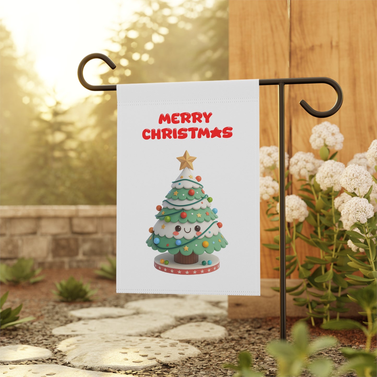 Whimsical 3D Christmas Tree Garden Flag