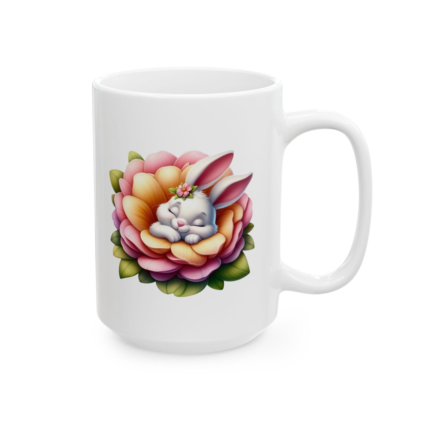Peaceful Baby Bunny Flower Mug