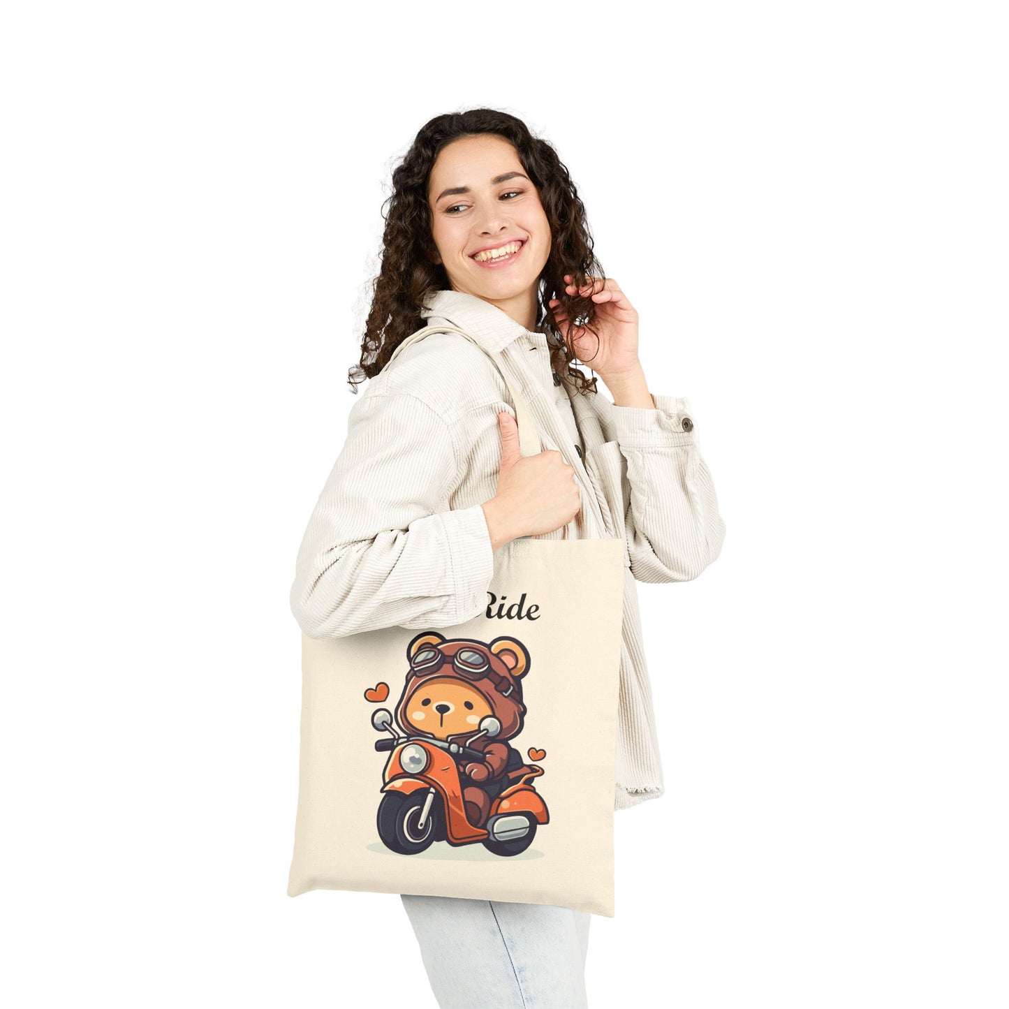 Adorable Biker Bear Reusable Tote Bag