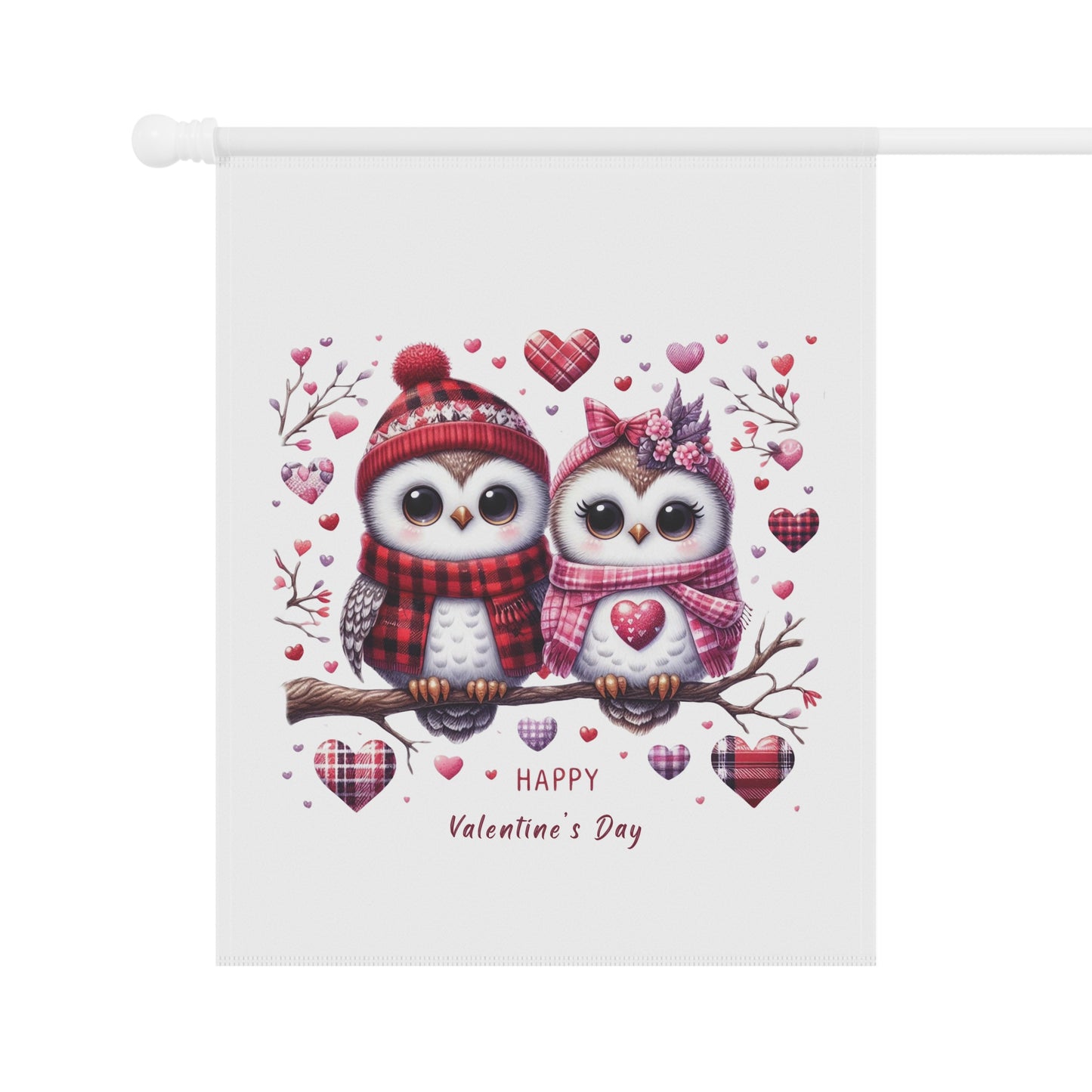 Cute Owl Valentine's Garden Flag
