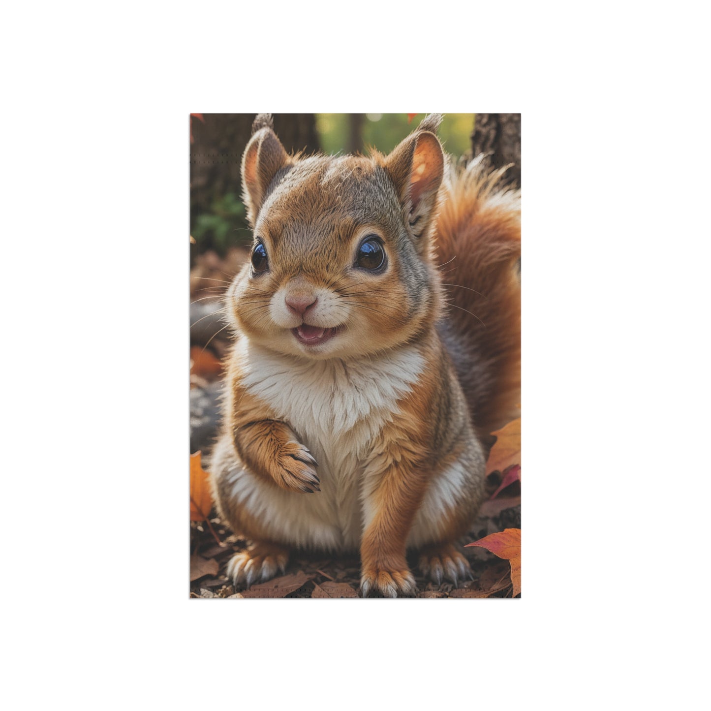 Smiling Squirrel Autumn Garden Flag