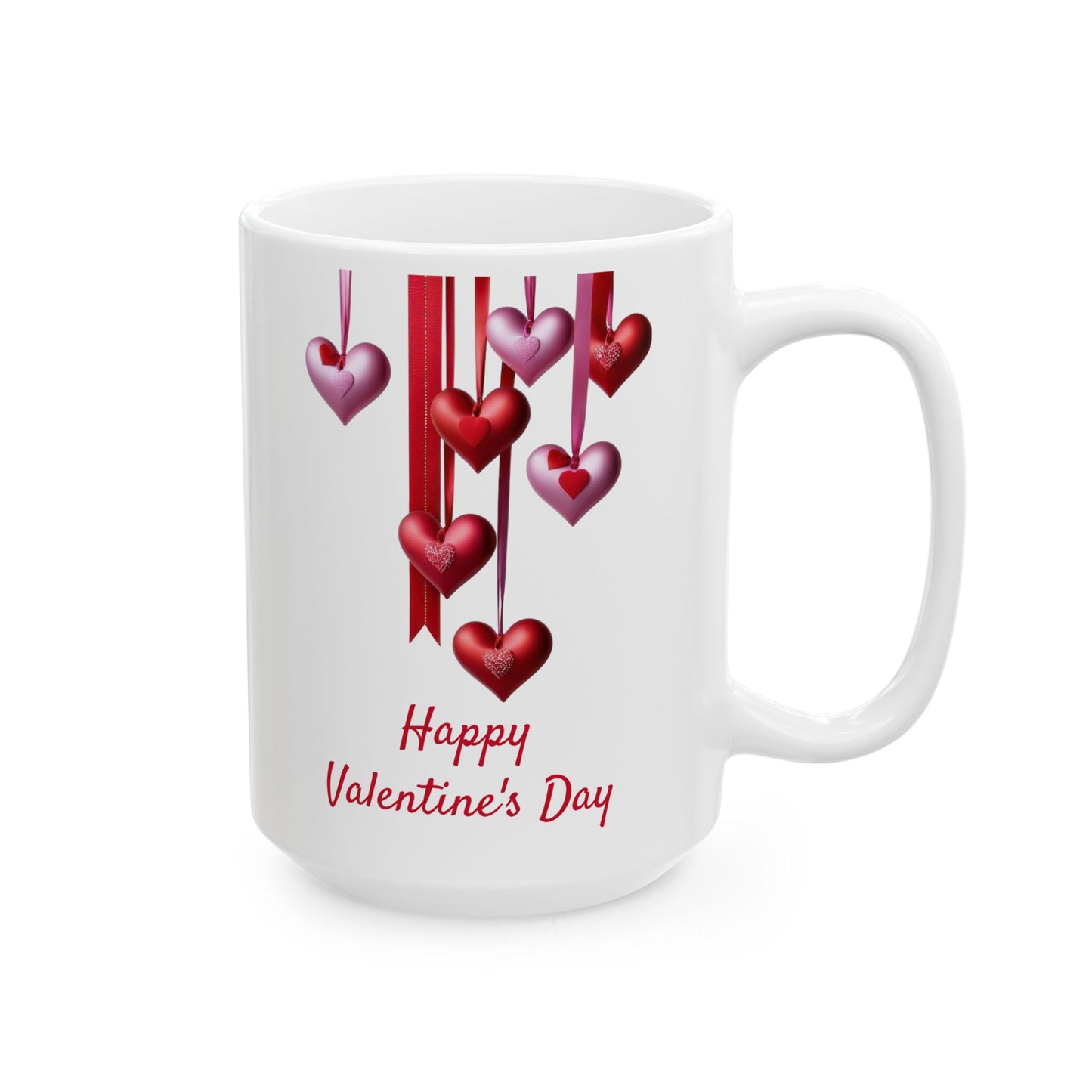 Decorative Red & Pink Ribbon Hearts Mug