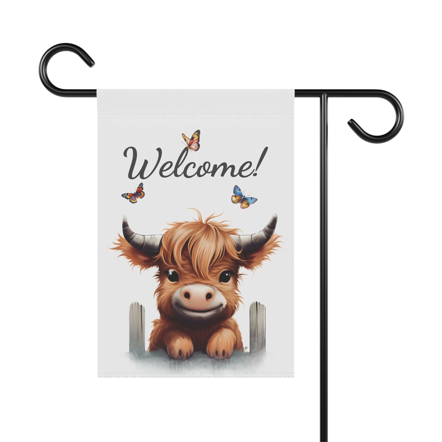 Cute Highland Cow Welcome Garden Flag