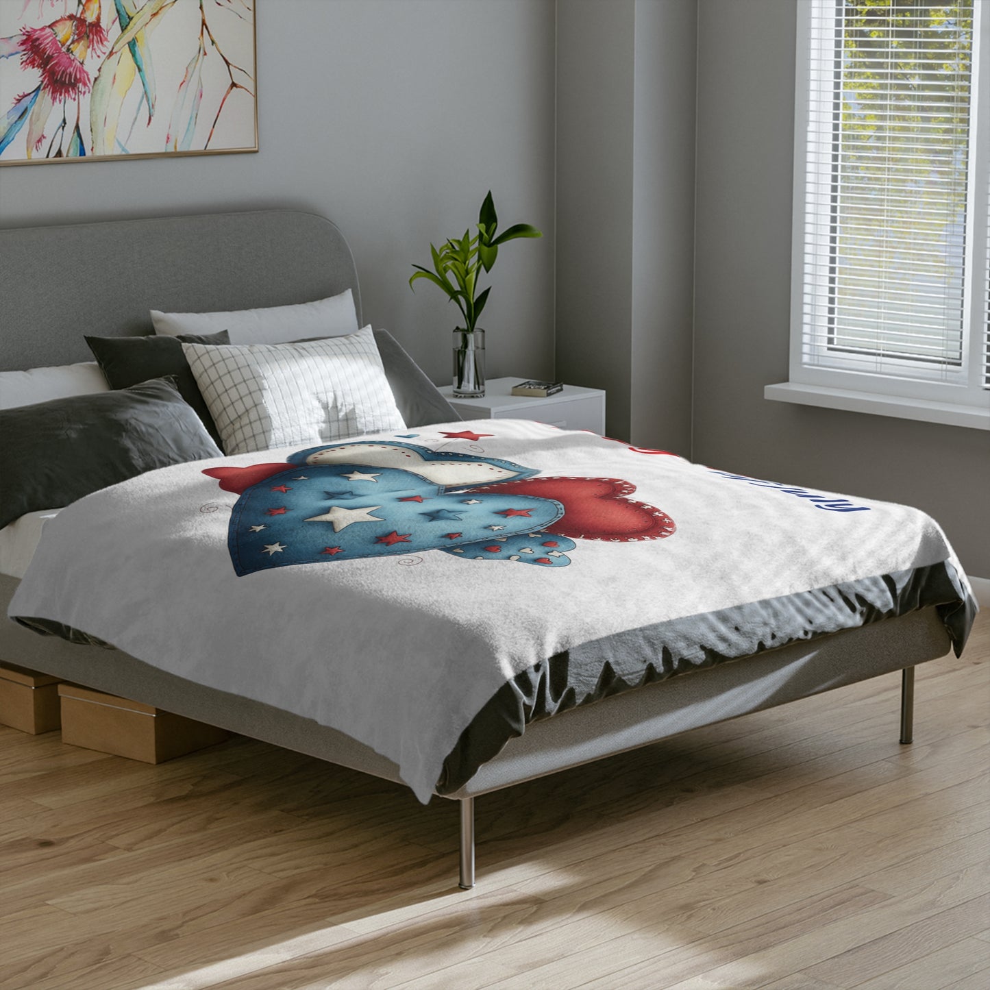 Happy 4th of July Hearts Blanket