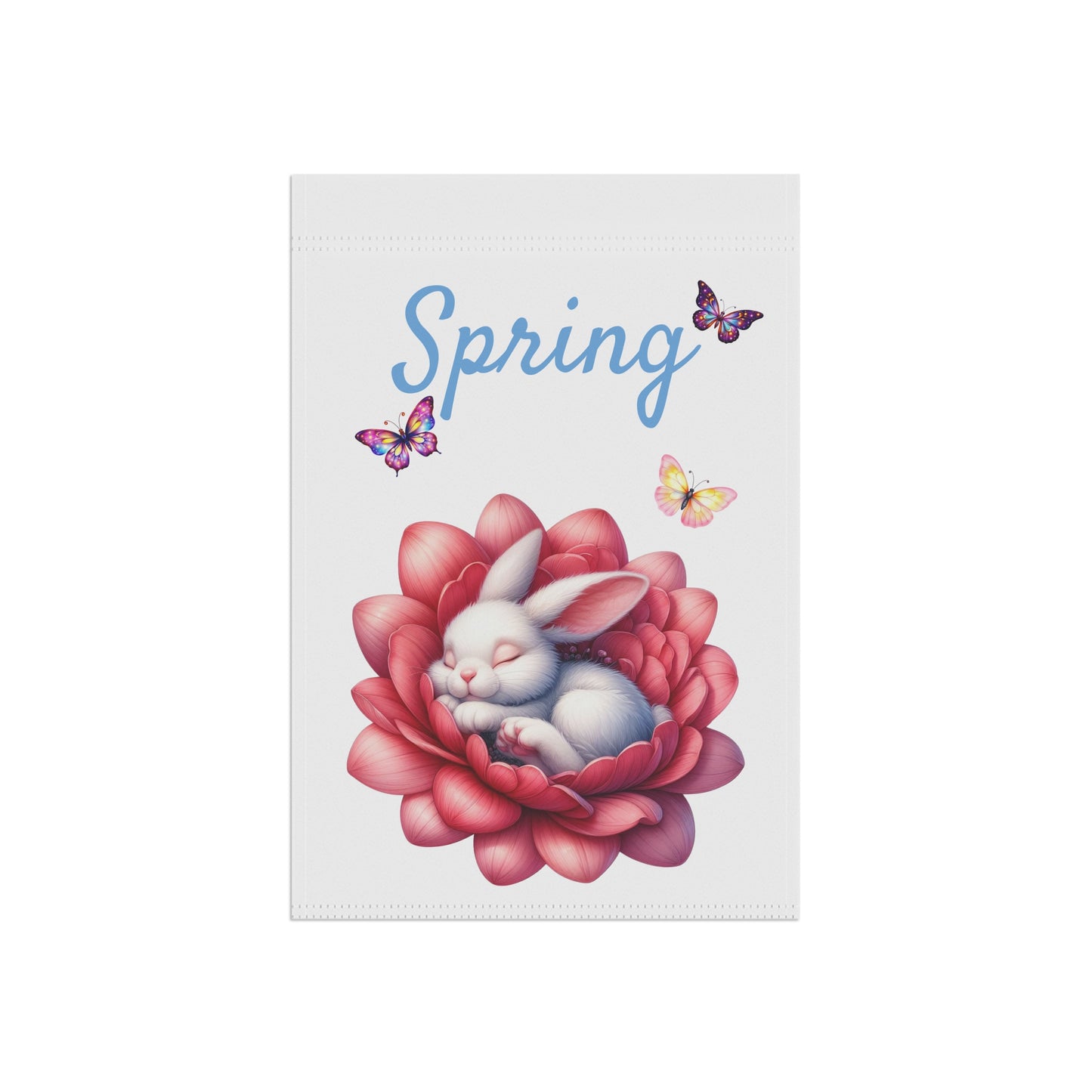 Sweet Sleeping White Bunny Spring Garden Flag