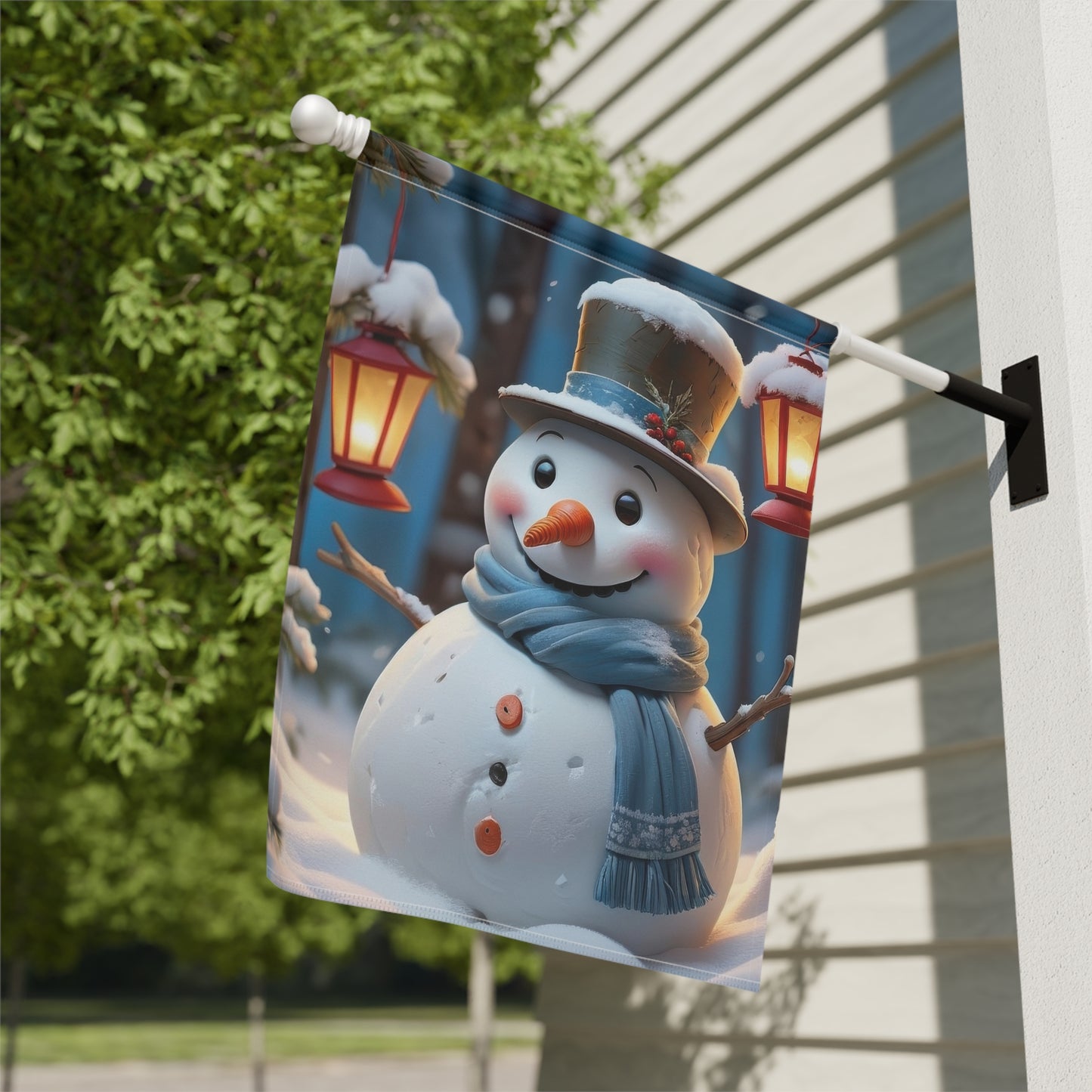 Snowman in a Top Hat Garden Flag