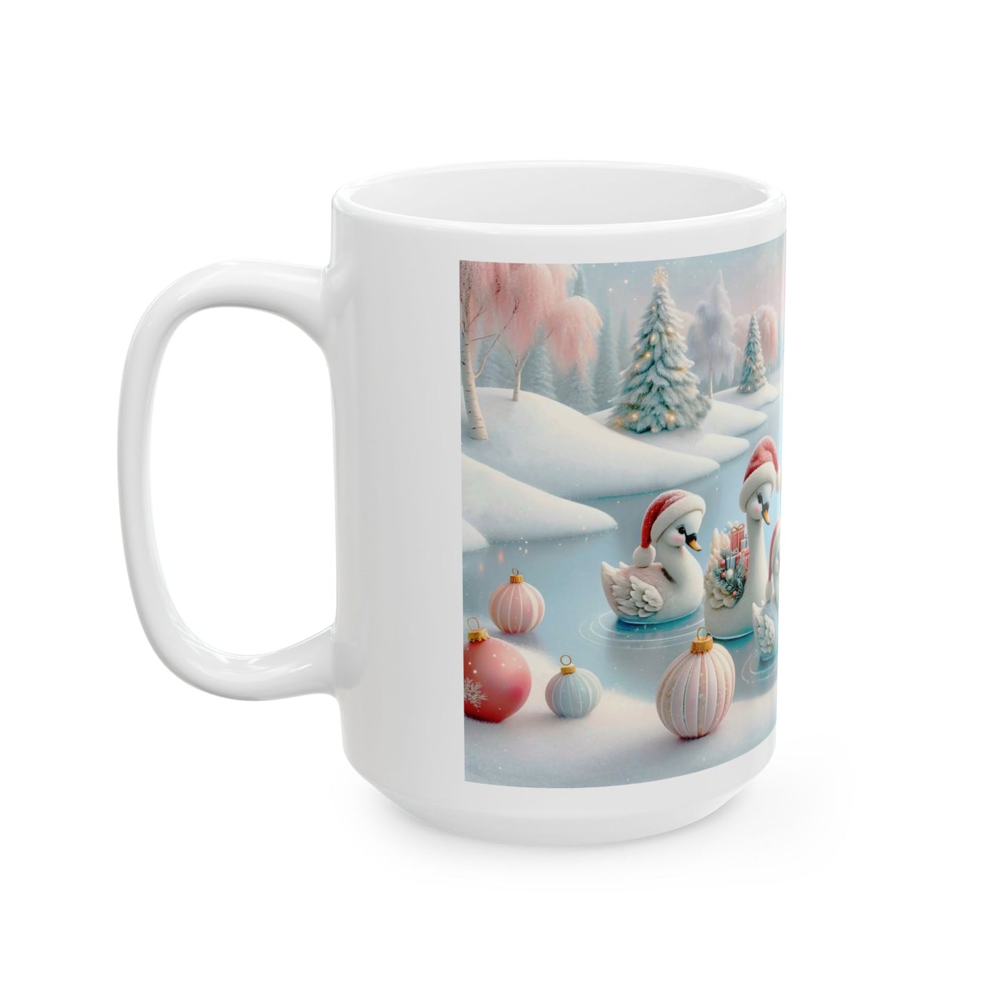 Whimsical Christmas Swans Coffee Mug