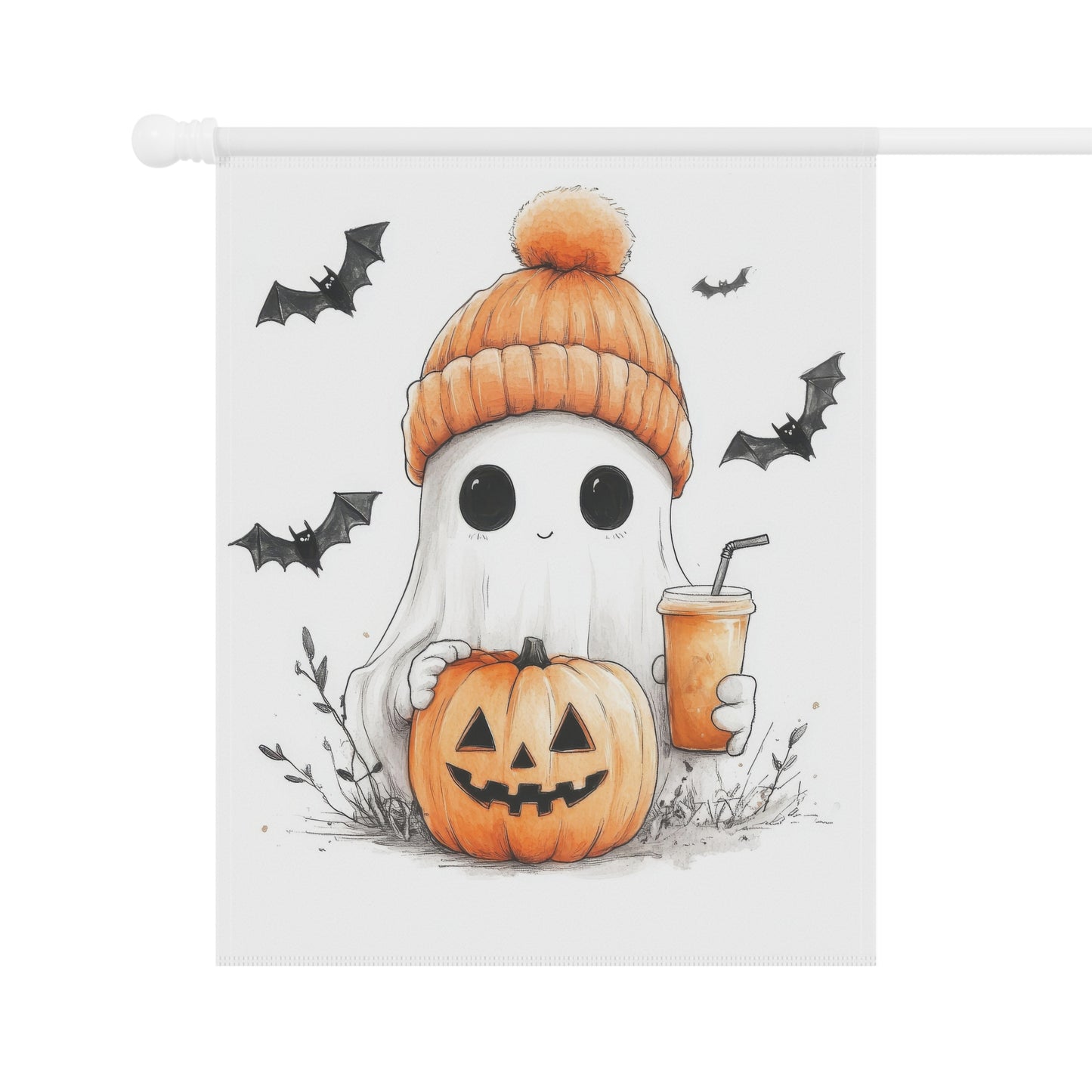 Cozy Cute Ghost Halloween Garden Flag