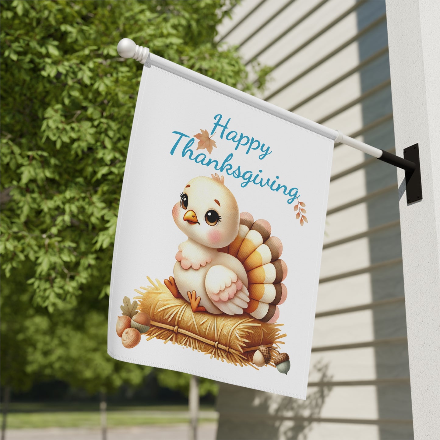 Happy Thanksgiving Cute Turkey Garden Flag