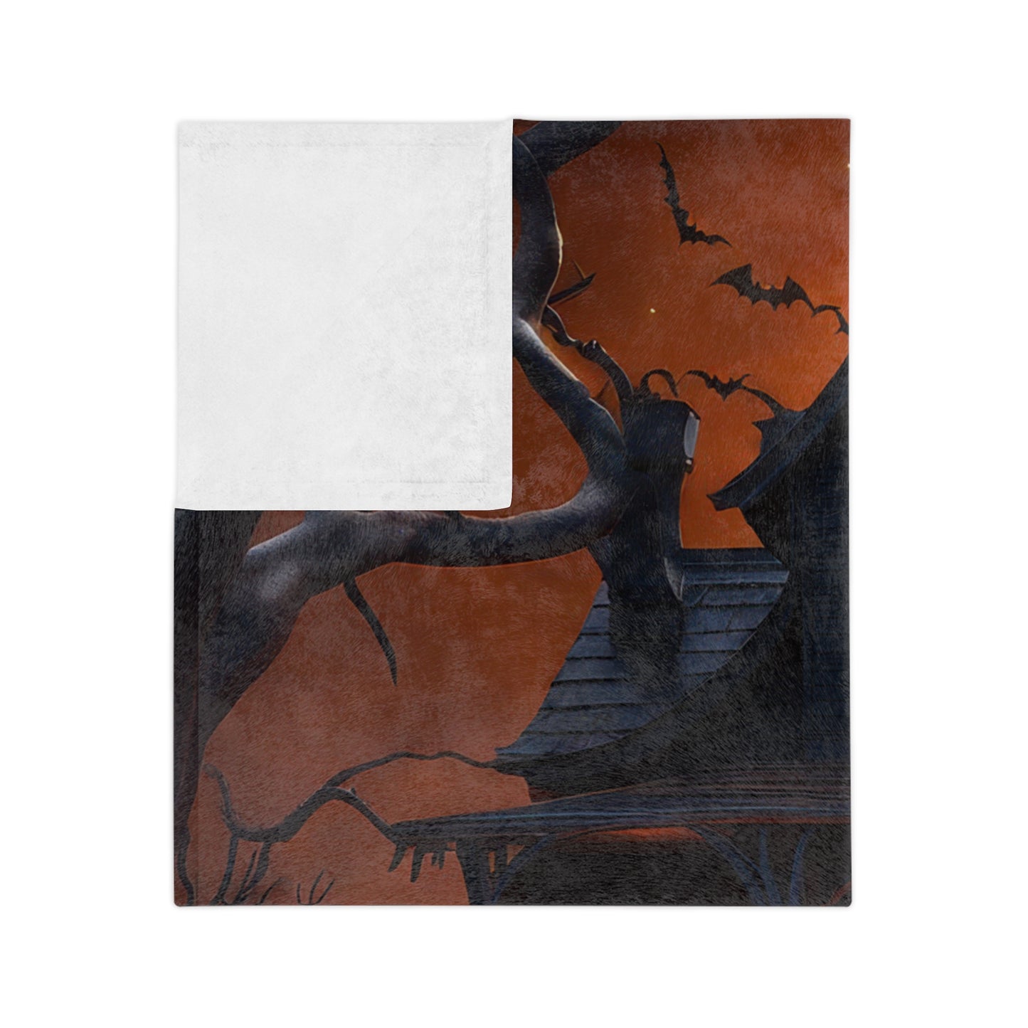 Spooky Spider Haunted House Halloween Plush Blanket