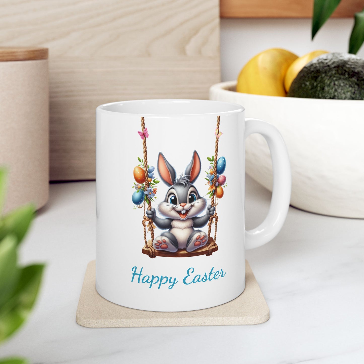 Cute Swinging Bunny Easter Mug
