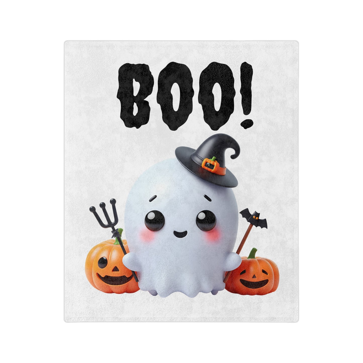 Cute Boo! Ghost Halloween Plush Blanket -