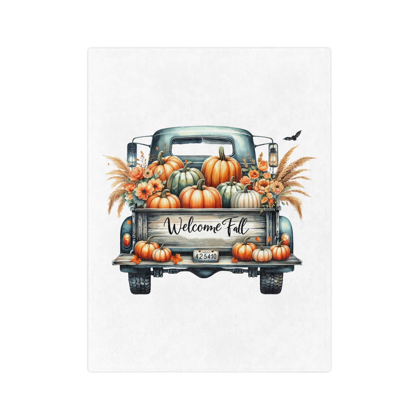 Welcome Fall VintageTruck Velveteen Blanket