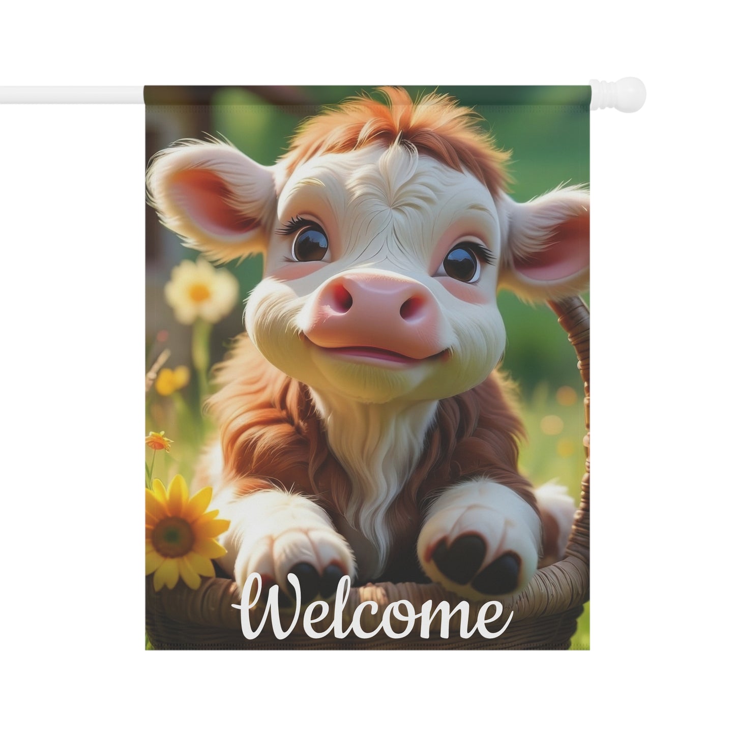 Farmhouse Garden Flag with a Baby Cow
