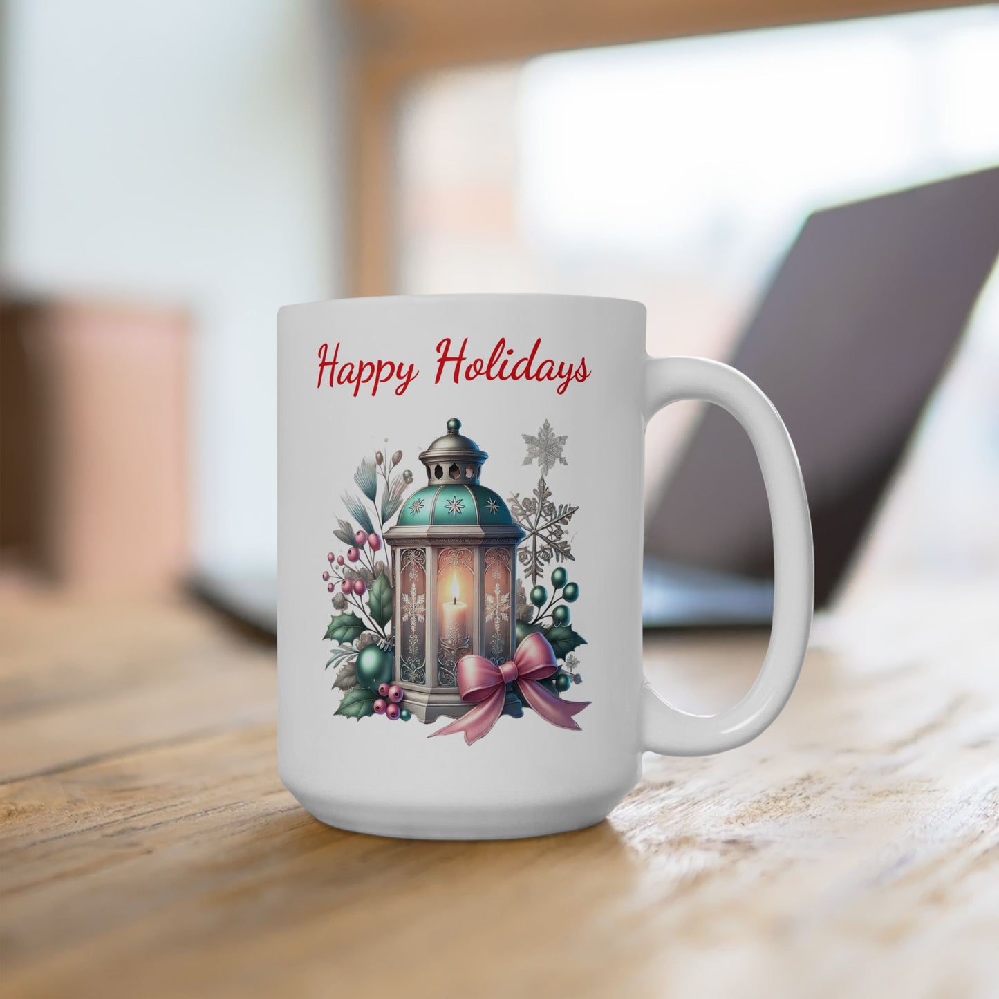 "Happy Holidays" Lantern Coffee Mug