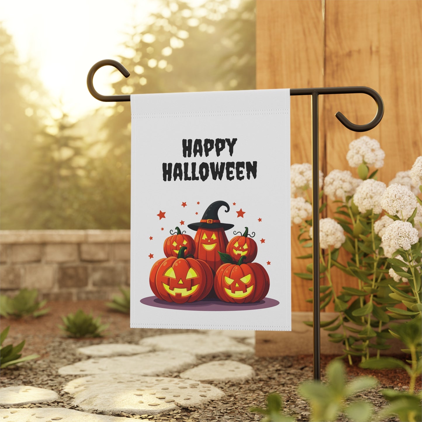 Jack-O-Lantern Family Garden Flag