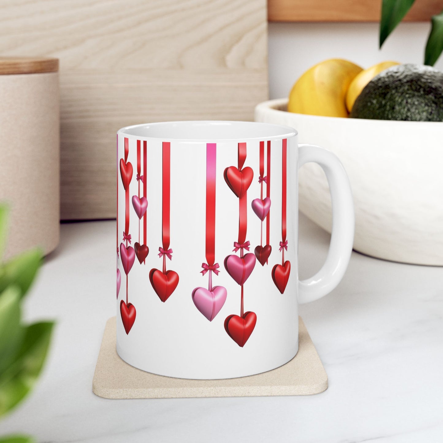 Romantic Hanging Hearts Coffee Mug
