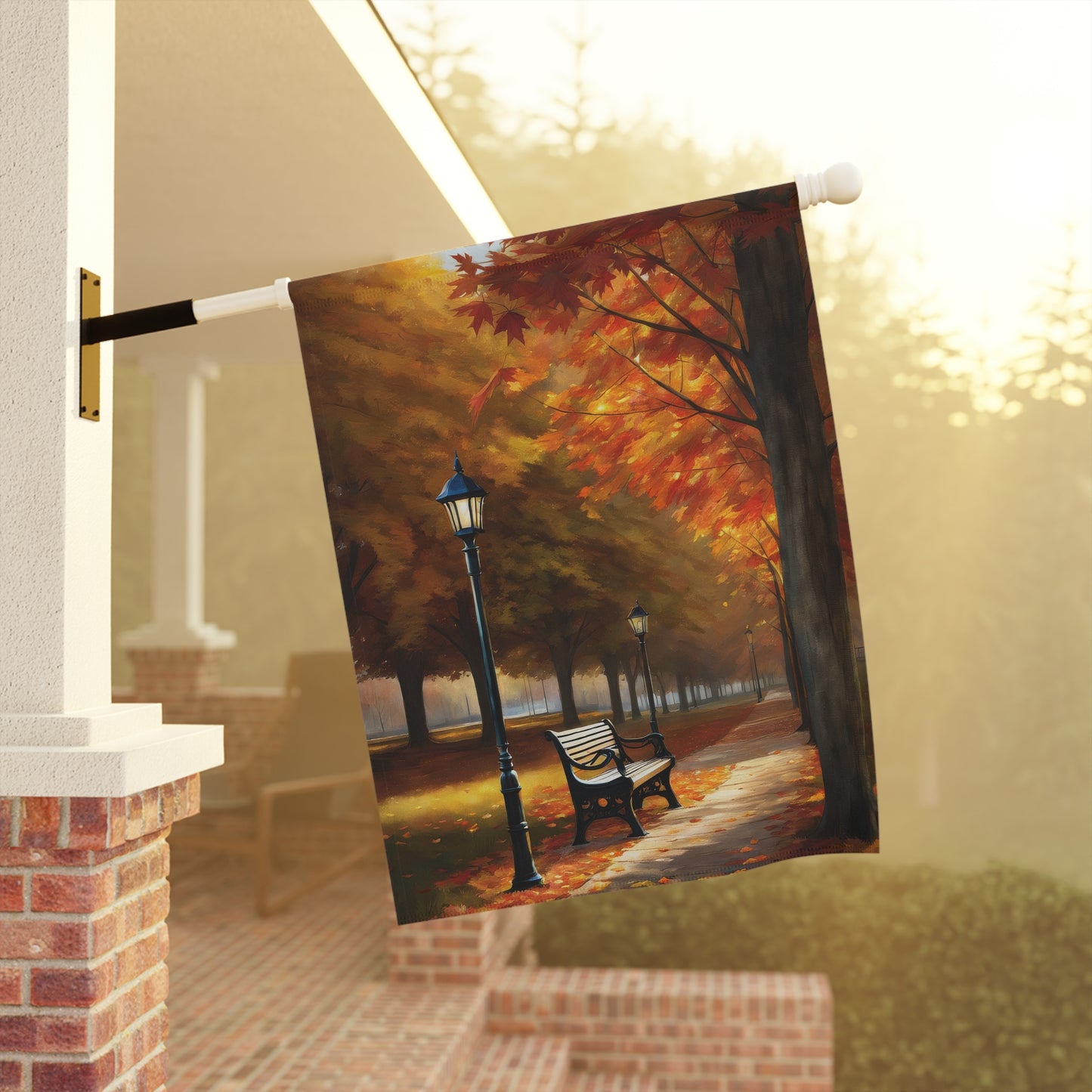 Vibrant Autumn Park Lane Garden Flag