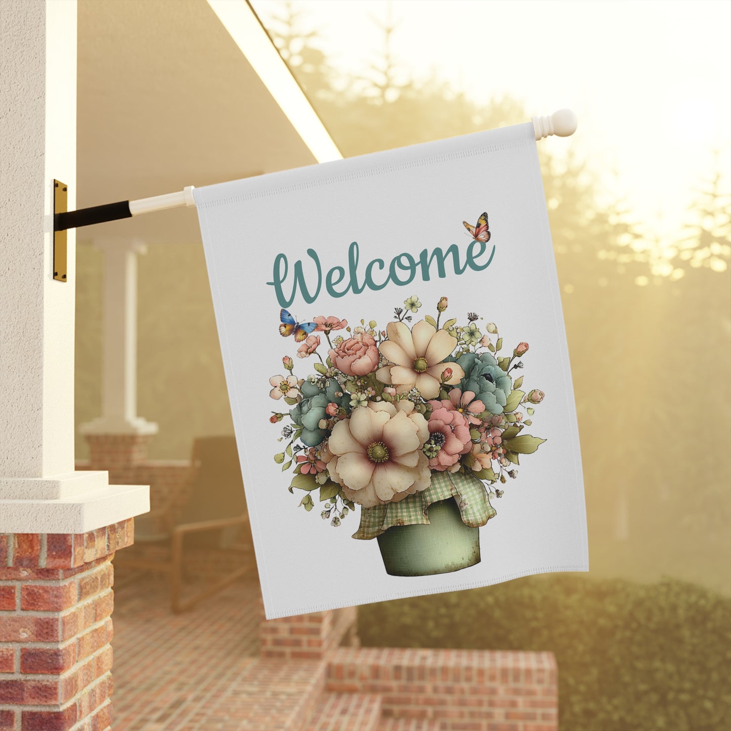 Welcome Wildflower Pot Garden Flag