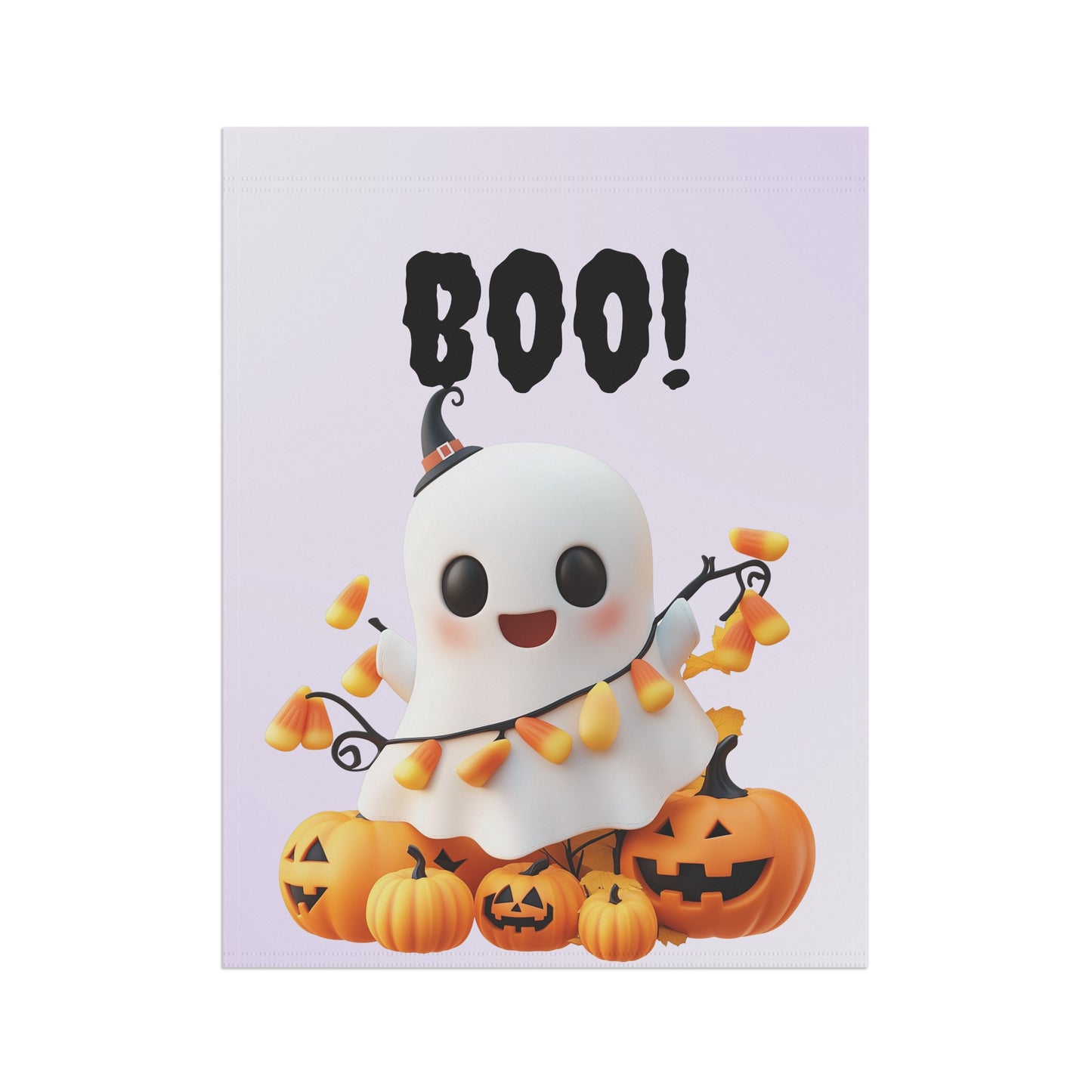 Cute Ghost with Candy Corn Garden Flag