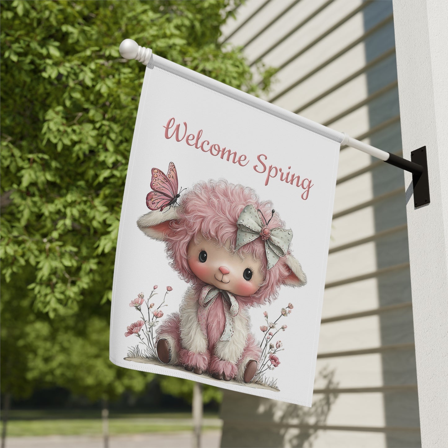 Flutter & Bloom Lamb Welcome Flag
