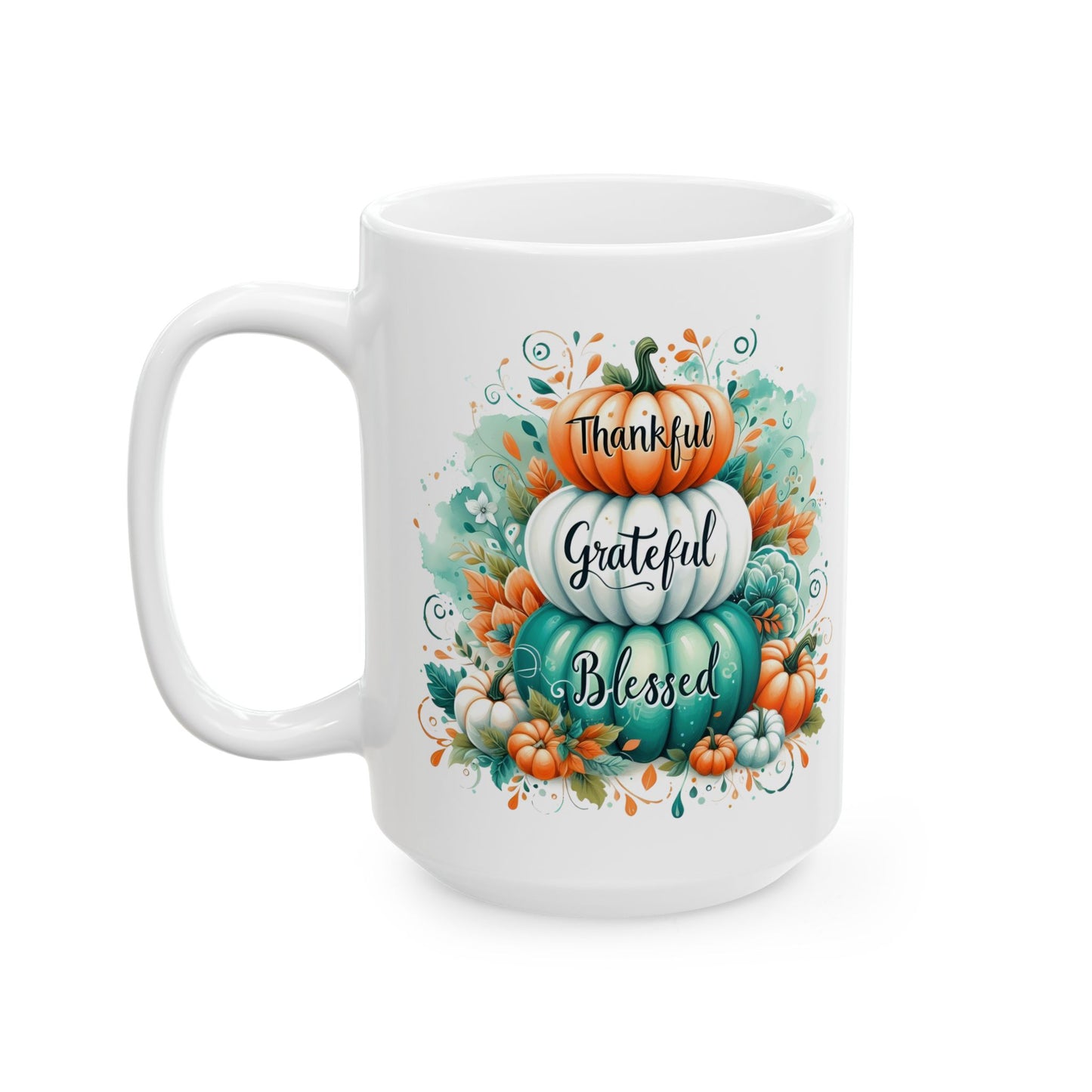 "Thankful Grateful Blessed" Pumpkin Stack Coffee Mug