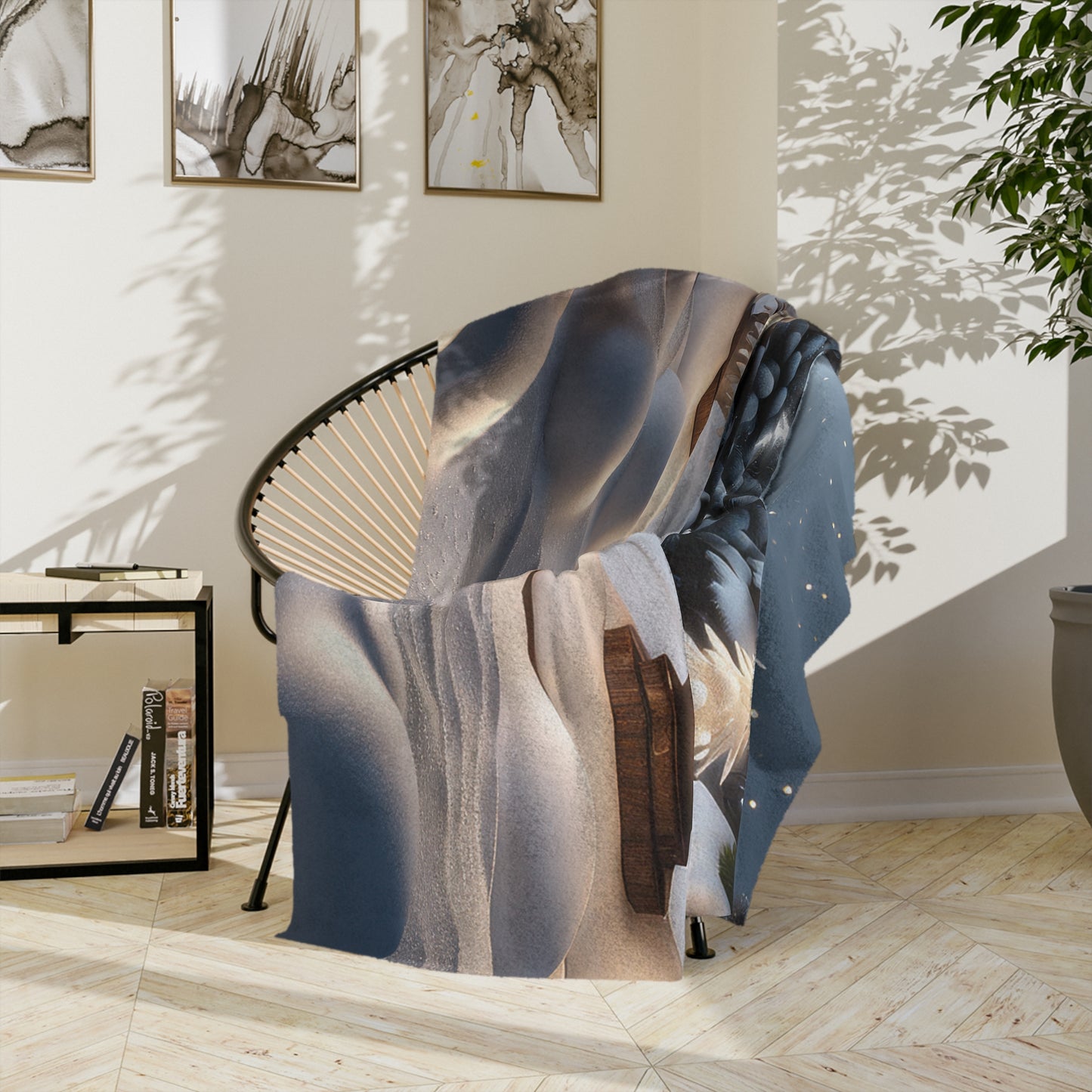 Elegant Snowy Christmas Scene Throw Blanket