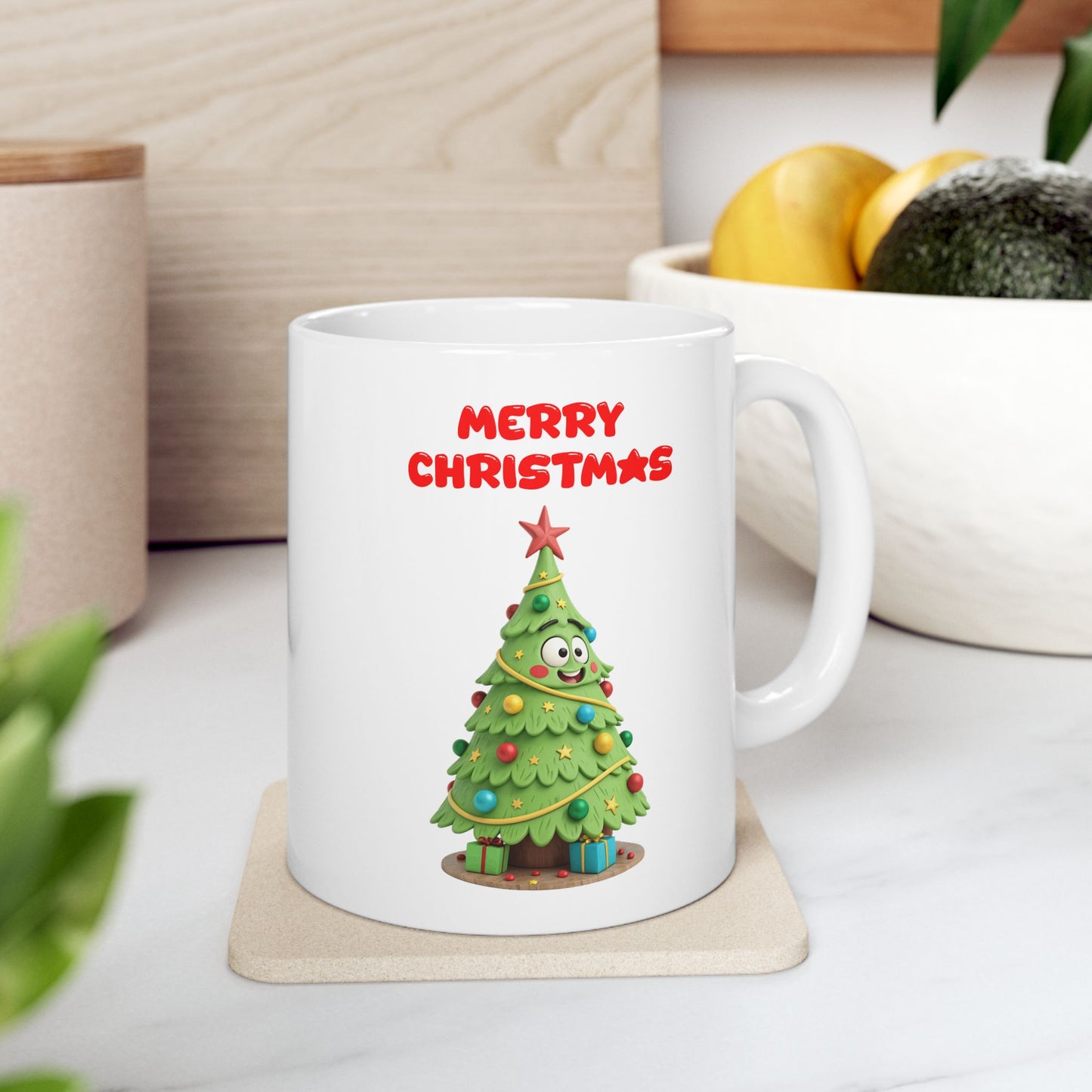 Merry Christmas Cartoon Tree Coffee Mug