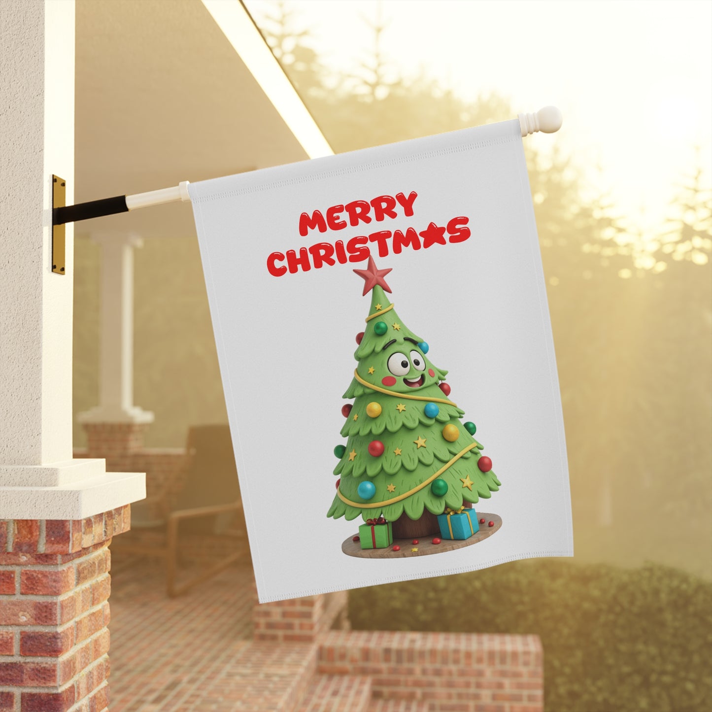 Funny Cartoon Christmas Tree Garden Flag