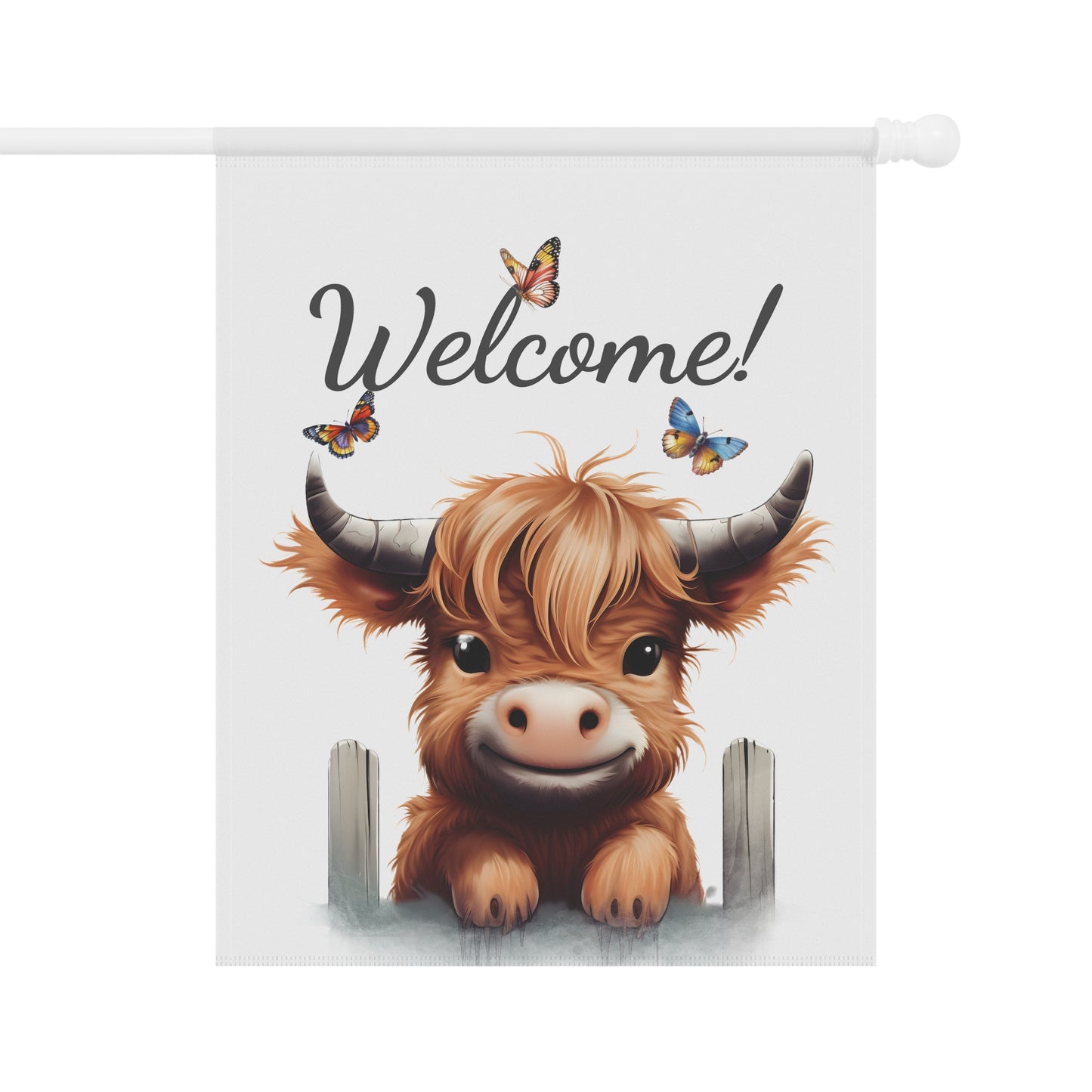 Cute Highland Cow Welcome Garden Flag