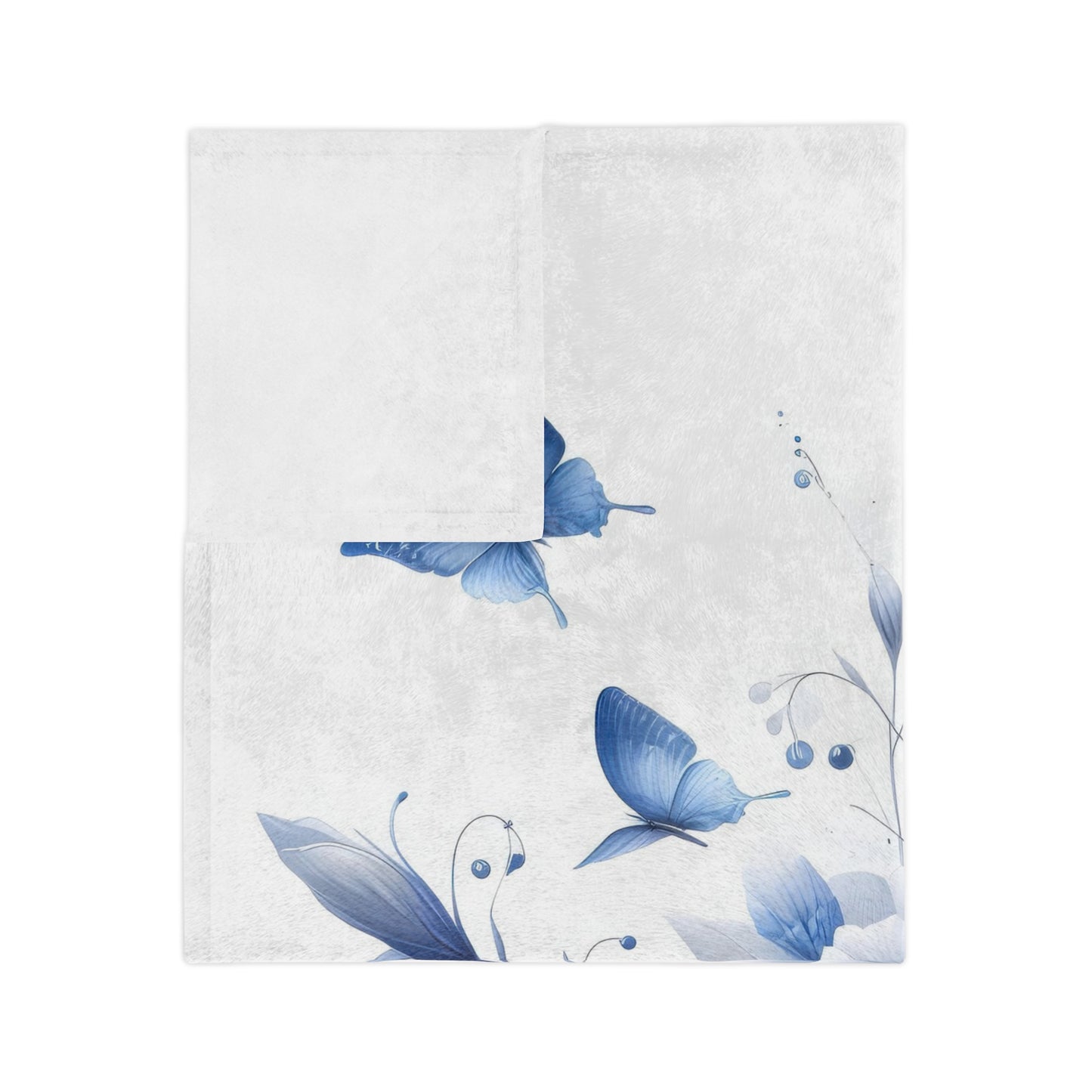 Elegant Blue Butterflies & Flowers Velveteen Blanket
