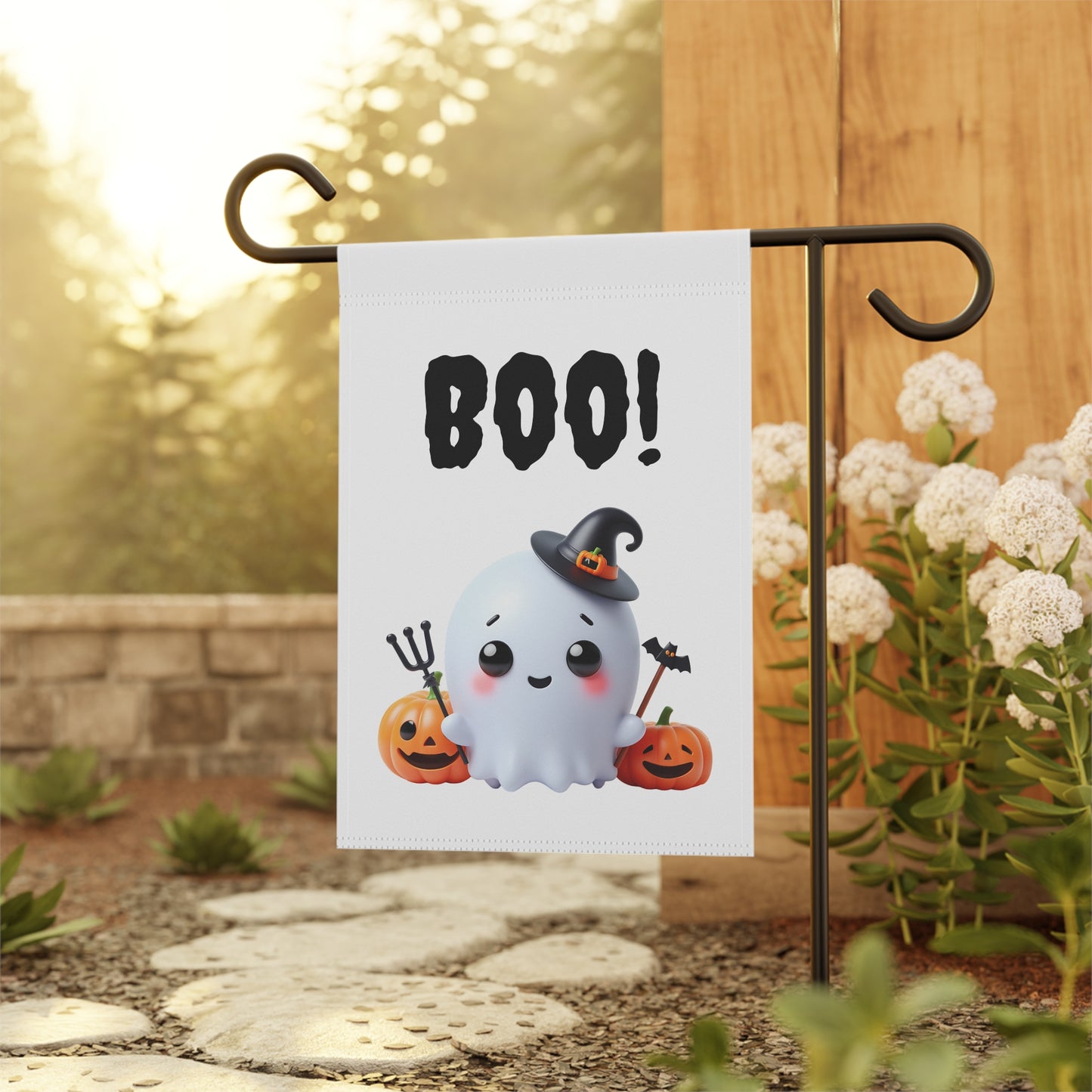 Cute Little Ghost Garden Flag
