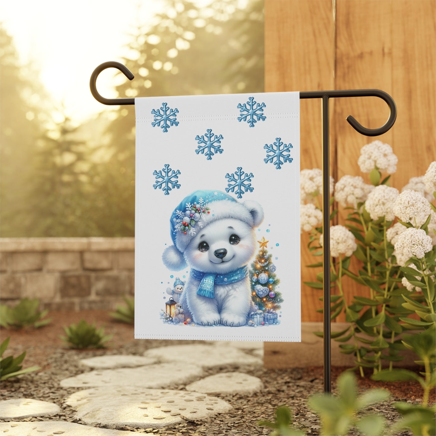 Adorable Baby Winter Polar Bear Garden Flag