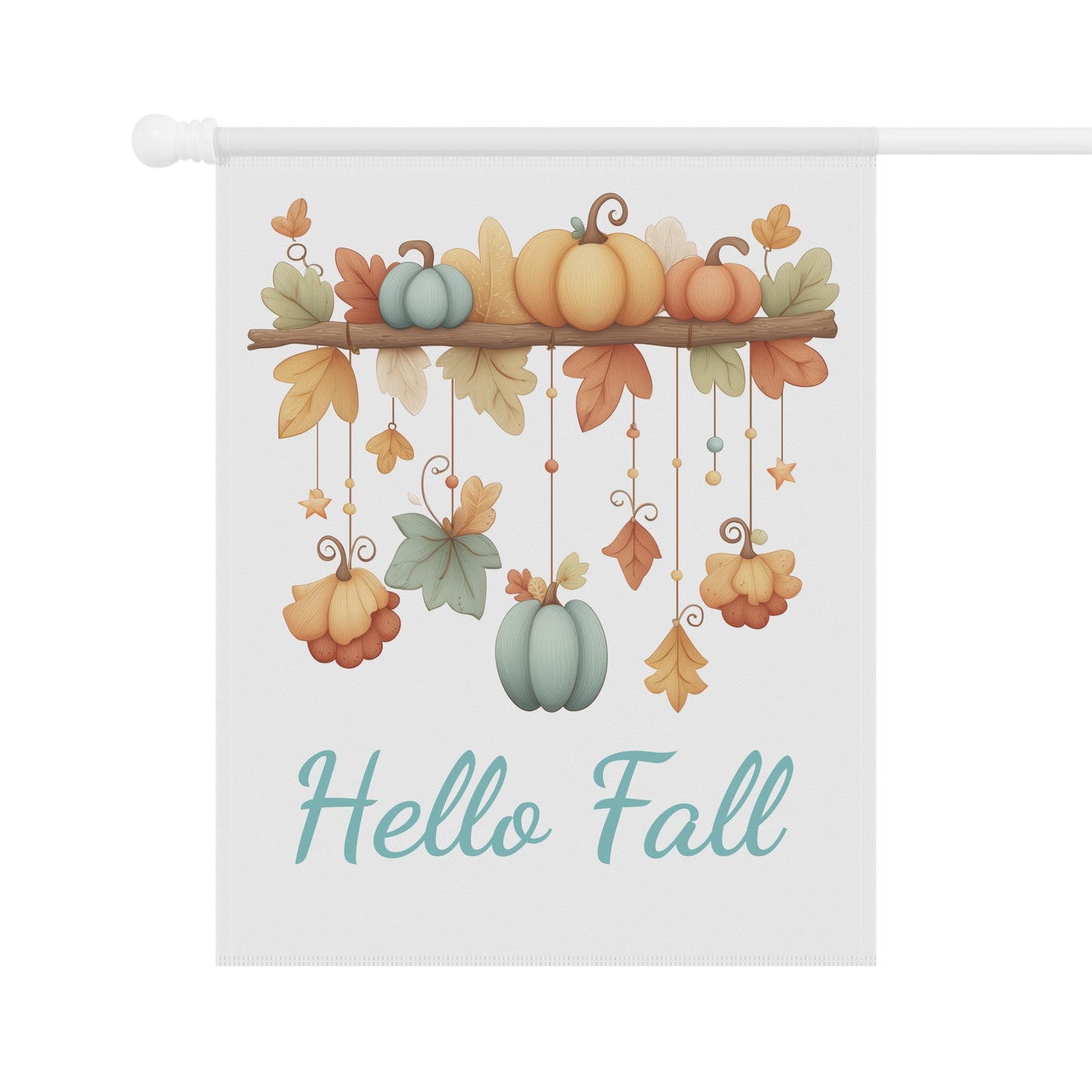 Hello Fall Pumpkin Garland Garden Flag