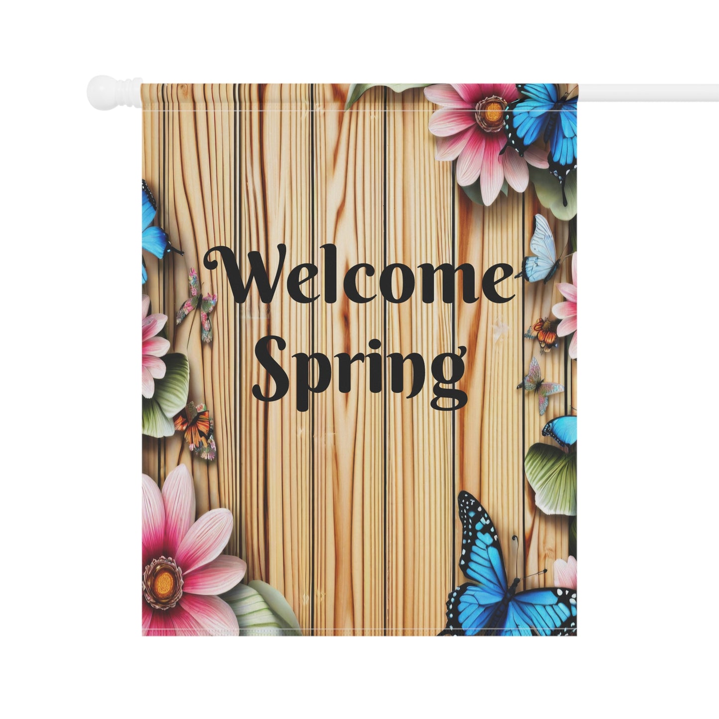 Rustic Wood Welcome Spring Garden Flag