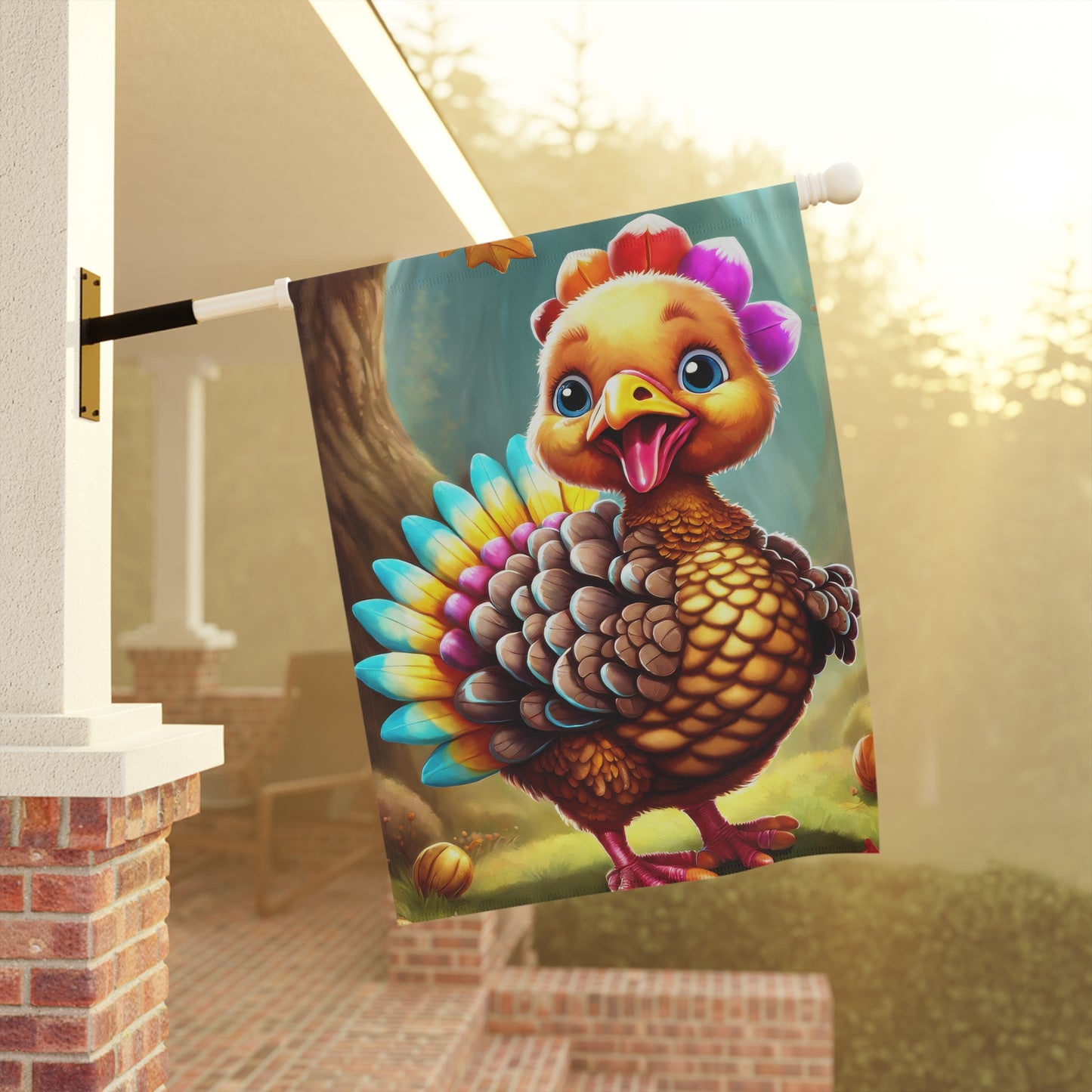 Adorable Thanksgiving Turkey Garden Flag
