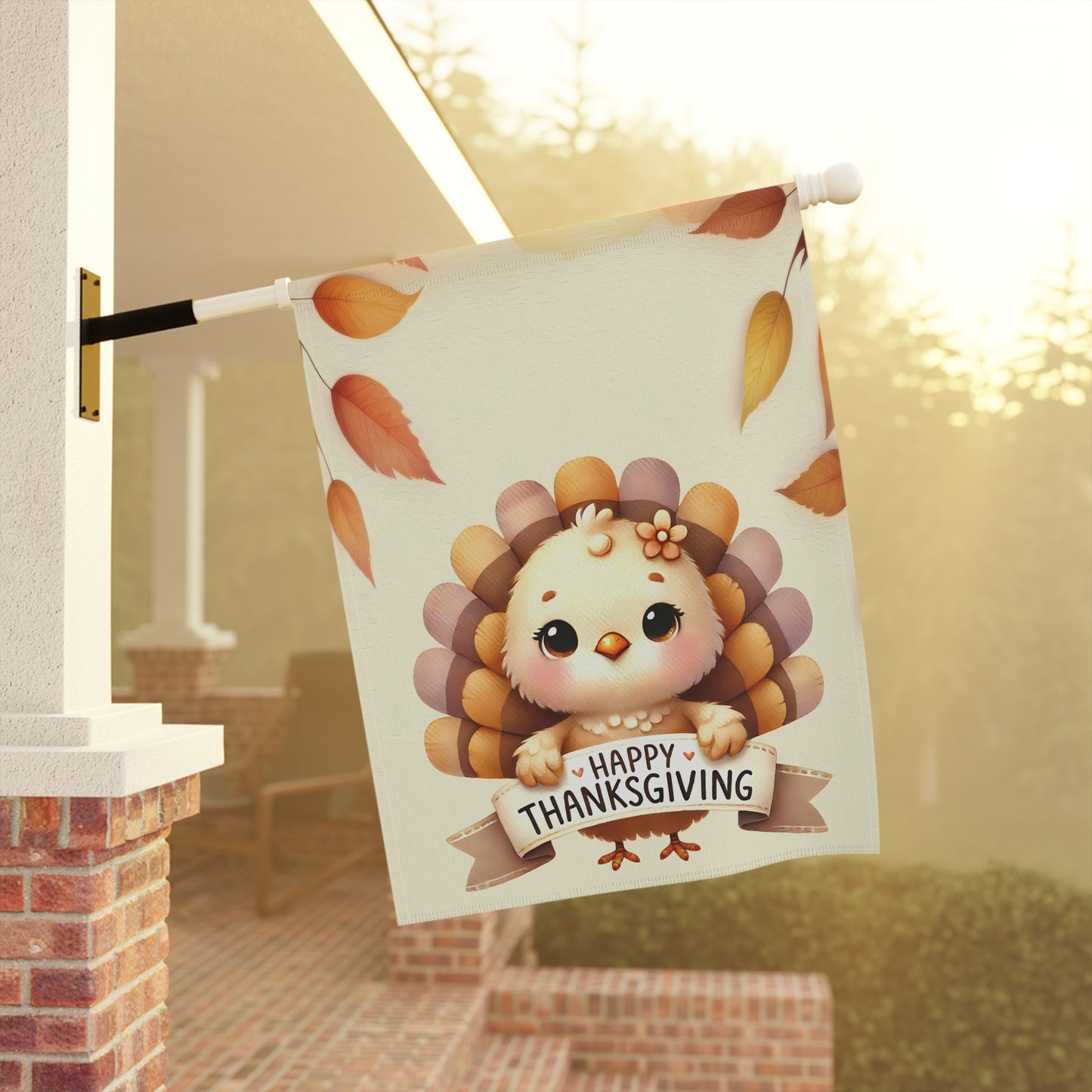 Cute Baby Turkey Thanksgiving Garden Flag
