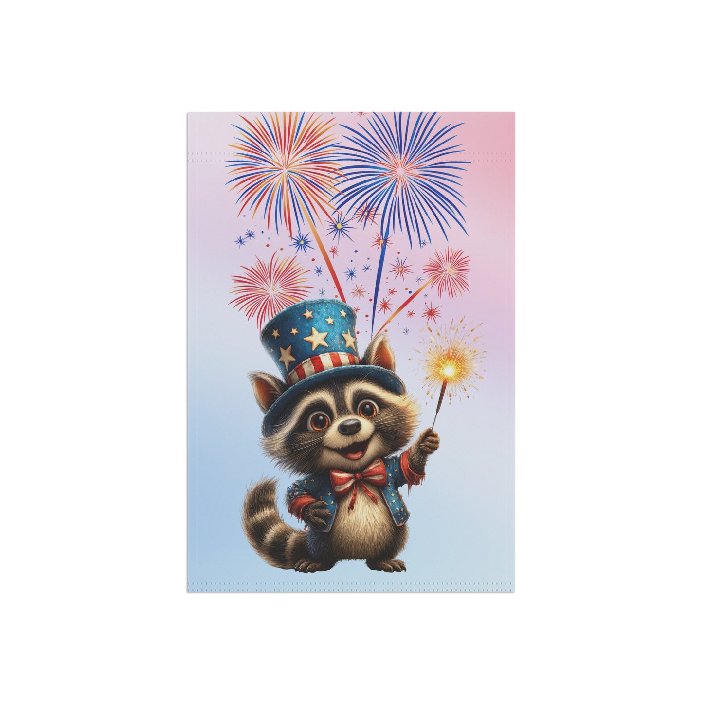 Happy Raccoon Patriotic Garden Flag