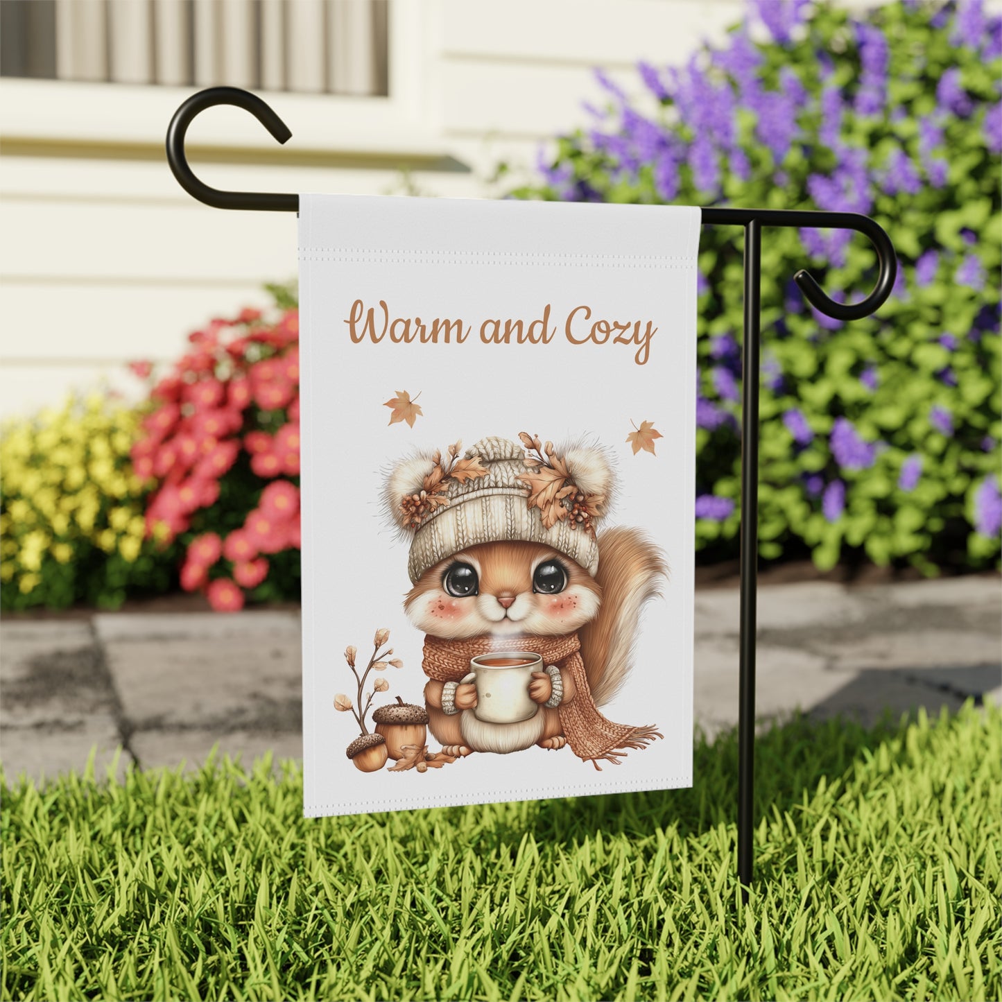 Warm and Cozy Squirrel Garden Flag